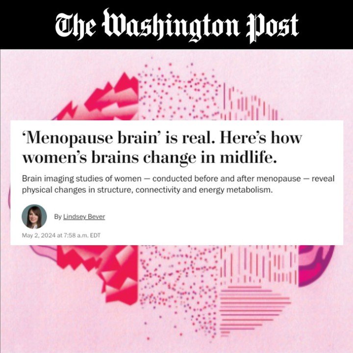 Excited to share this new article in @washingtonpost , which is a deep dive into our research on the menopause brain 🧠✨

For centuries, women have been told that symptoms like brain fog, insomnia, and mood changes were &quot;all in our heads.&quot; 