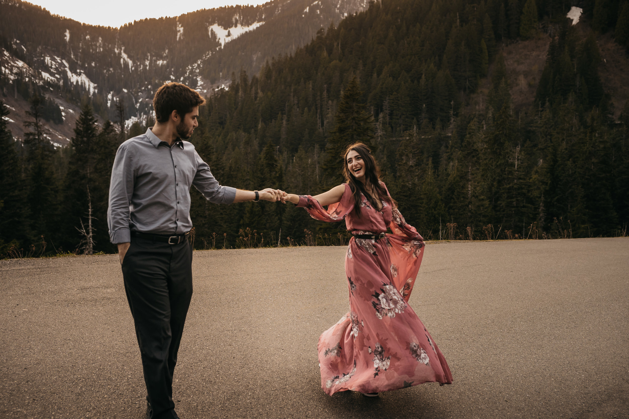 Snoqualmie National Forest Engagement Session | Between the Pine Adventure Elopement Photography