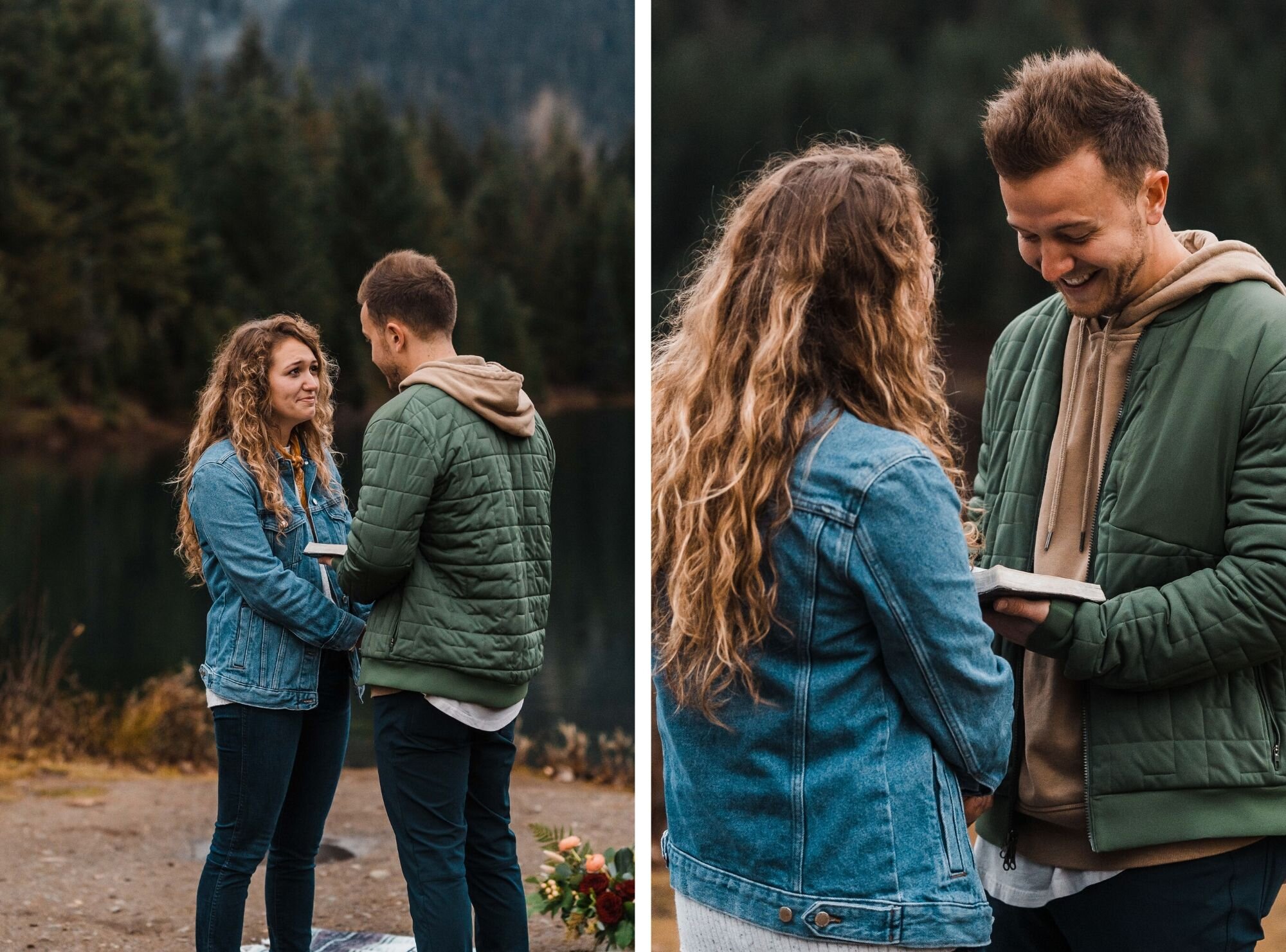 Mountaintop Surprise Proposal at Gold Creek Pond | Between the Pine Adventure Elopement Photography