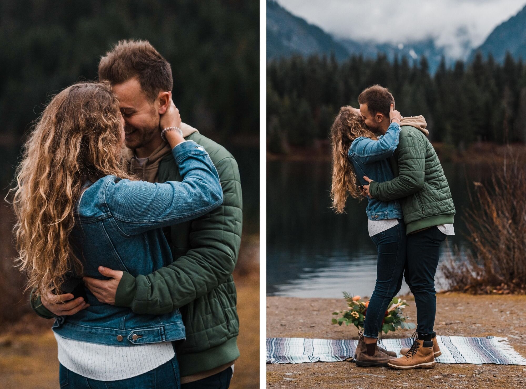 Mountaintop Surprise Proposal at Gold Creek Pond | Between the Pine Adventure Elopement Photography