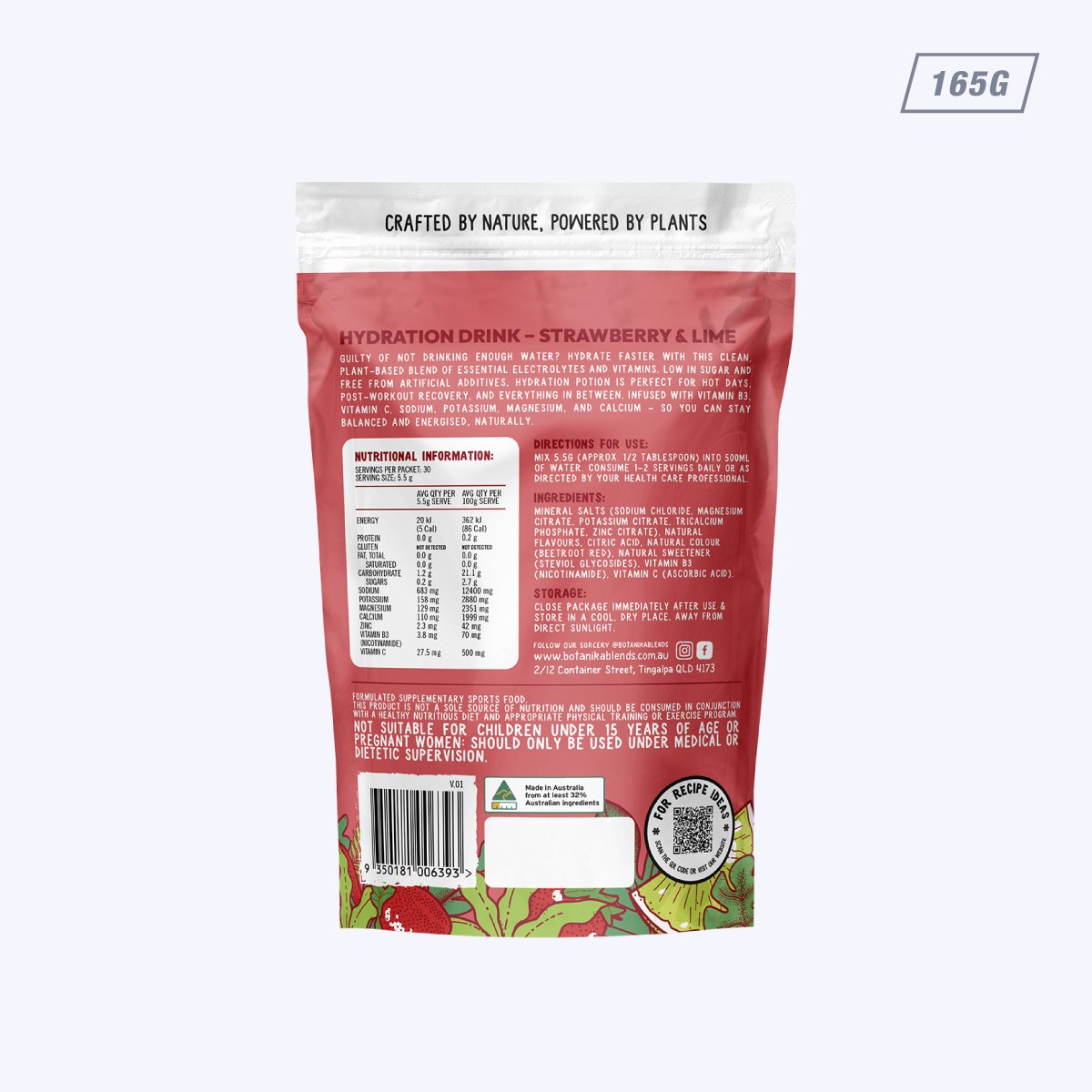Botanika-Blends-Hydration-Potion-Strawberry-Lime-165g-Nutritional-Information-Ingredients