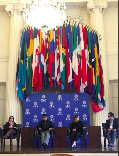 Opening plenary session, "Equity in the Americas: How Can Technology Help?", Organization of the American States' Hall of the Americas. Photo credit: Caravan Studios.