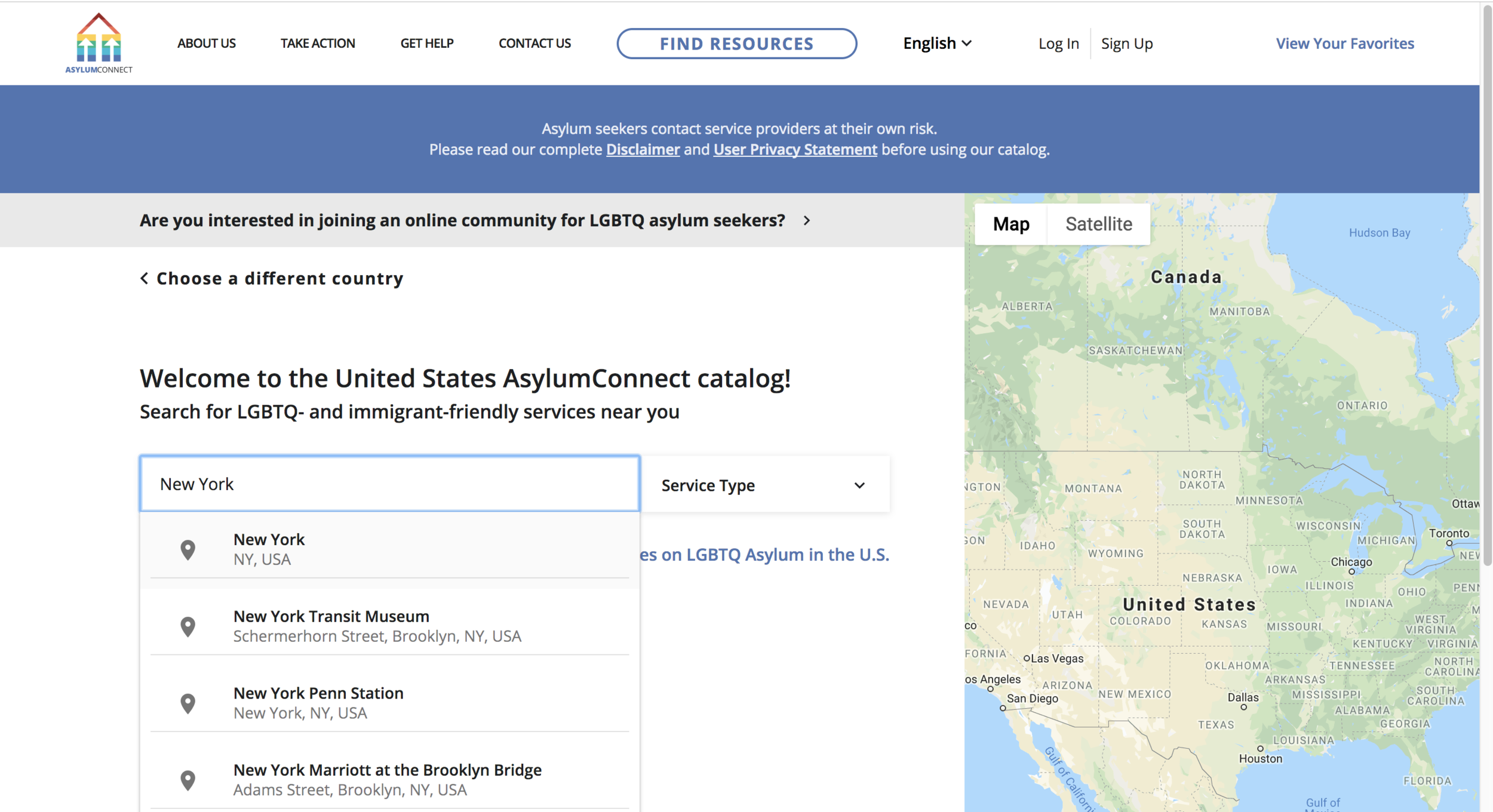 Welcome to the United States AsylumConnect catalog.