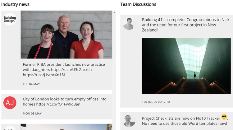  Industry news and team discussions on AEC intranet. 