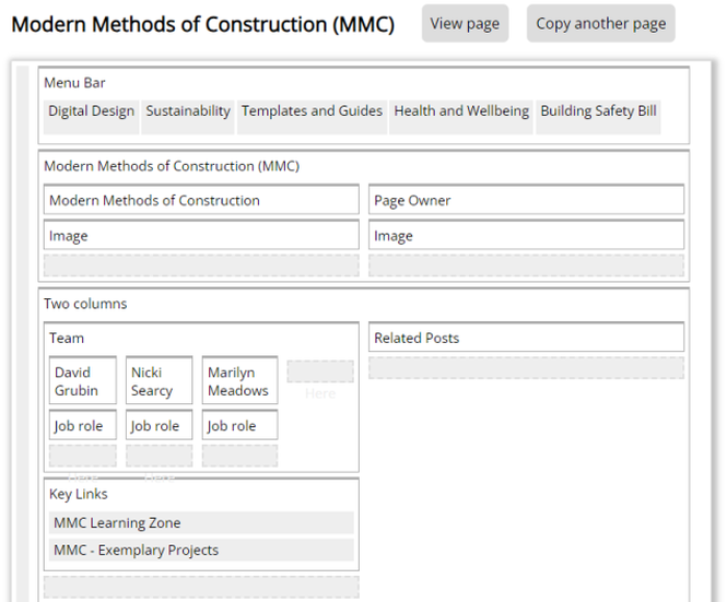  custom page builder for AEC (architect, engineer, consultant) intranet 