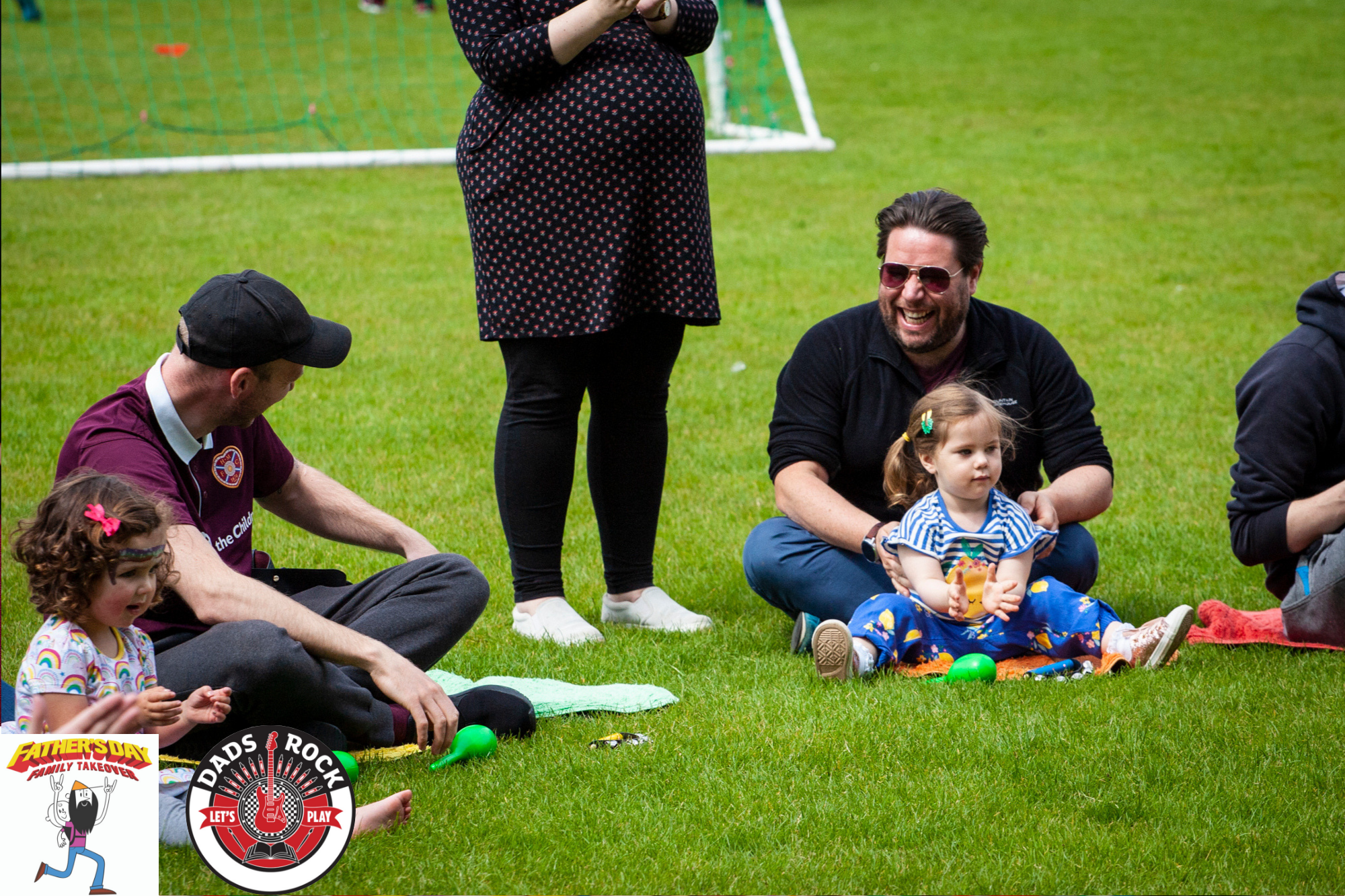 We had plenty of outdoor activities on the community pitch such as music with Dads Rock Academy and Bambino Beats , and a story and song session with Dads Rock.