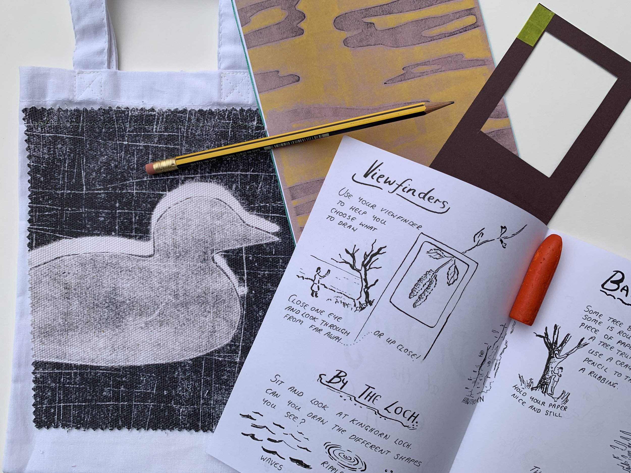  Discovery Drawing kits will be available to borrow from the Ecology Centre. Each contains an activity guide, a viewfinder, art materials and hand made notebook - all contained in a printed tote bag.  