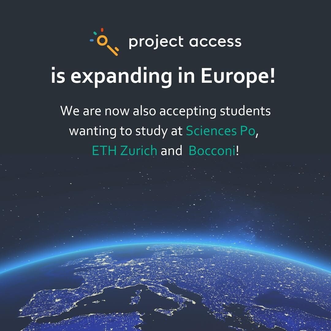 Great news! Project Access is expanding its target unis. From now on, we also support students wanting to study at Sciences Po 🇫🇷, ETH Zurich 🇨🇭and Bocconi 🇮🇹! If you want to study at these unis, join our mentorship Program to get personalised 