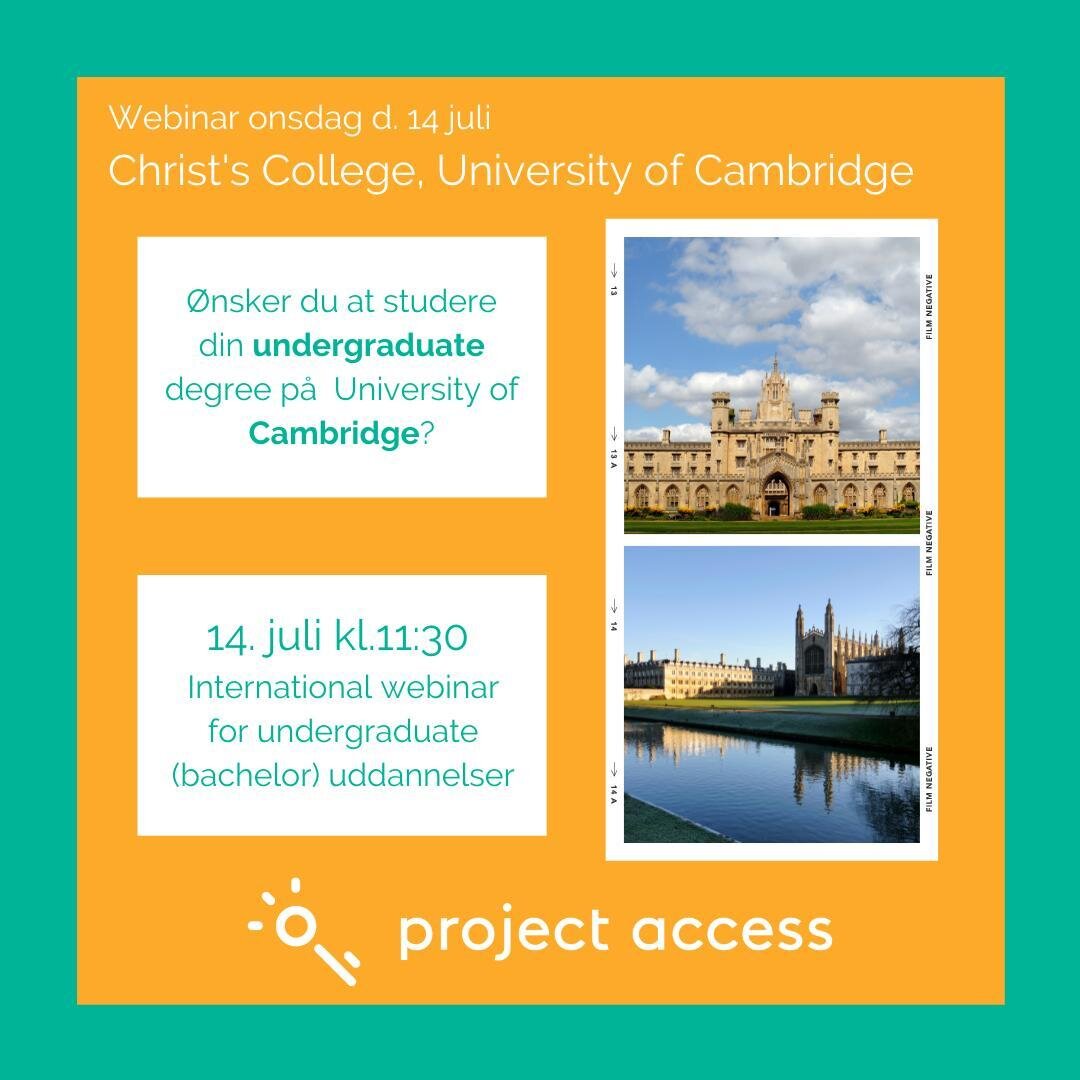 🎓 Missede du sidste uges webinar om undergradaute degrees p&aring; University of Cambridge? 🎓⠀
S&aring; har du mulighed for at deltage i endnu et online webinar om undergraduate uddannelser p&aring; Cambridge. Der vil v&aelig;re en kort pr&aelig;se