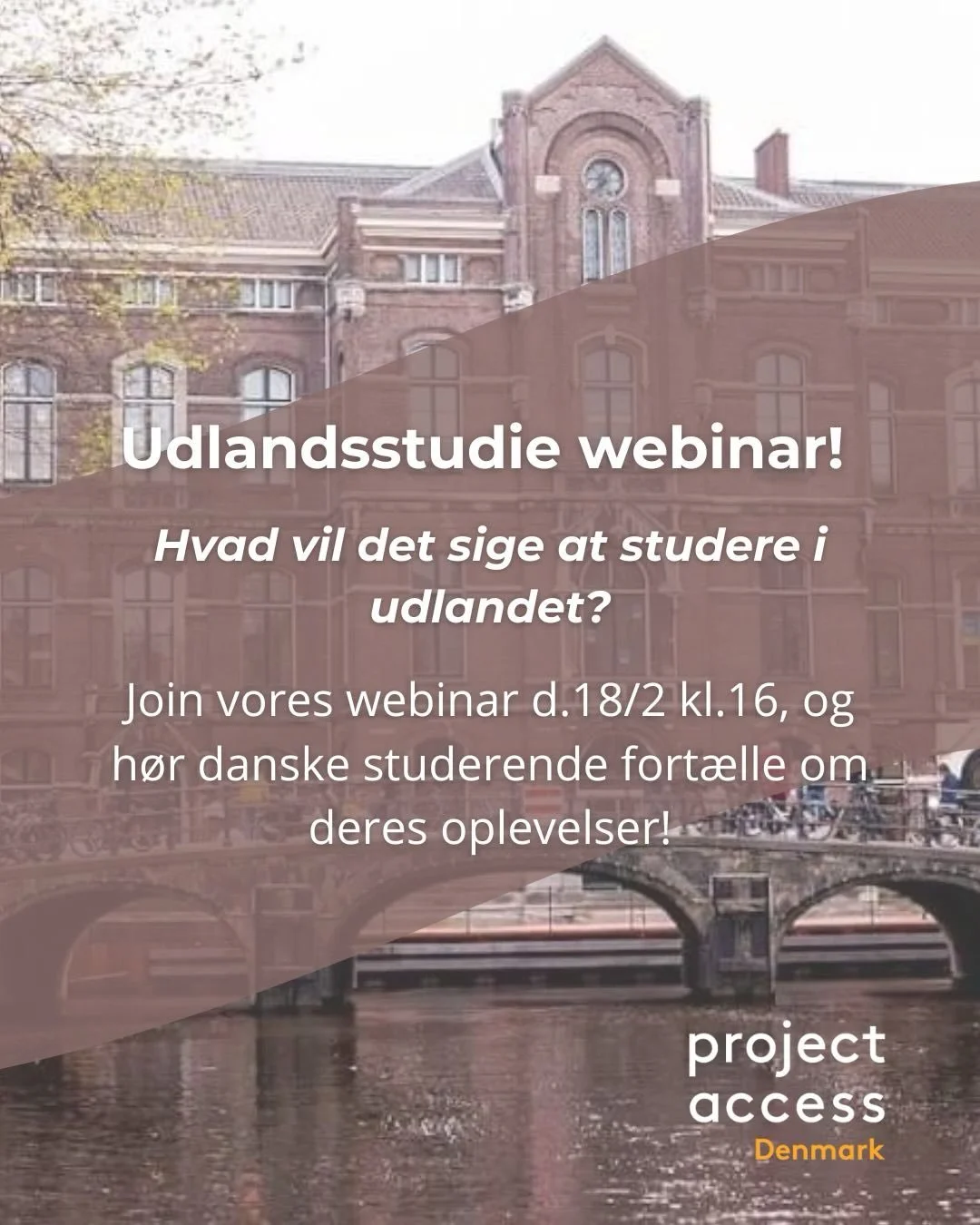Hvad vil det sige at studere i udlandet? Hvordan kommer man afsted, og hvorfor ikke &lsquo;bare&rsquo; studere i Danmark?

Kom til Webinar d.18 februar fra 16-17 og f&aring; svar p&aring; alle dine sp&oslash;rgsm&aring;l fra danske studerende p&aring