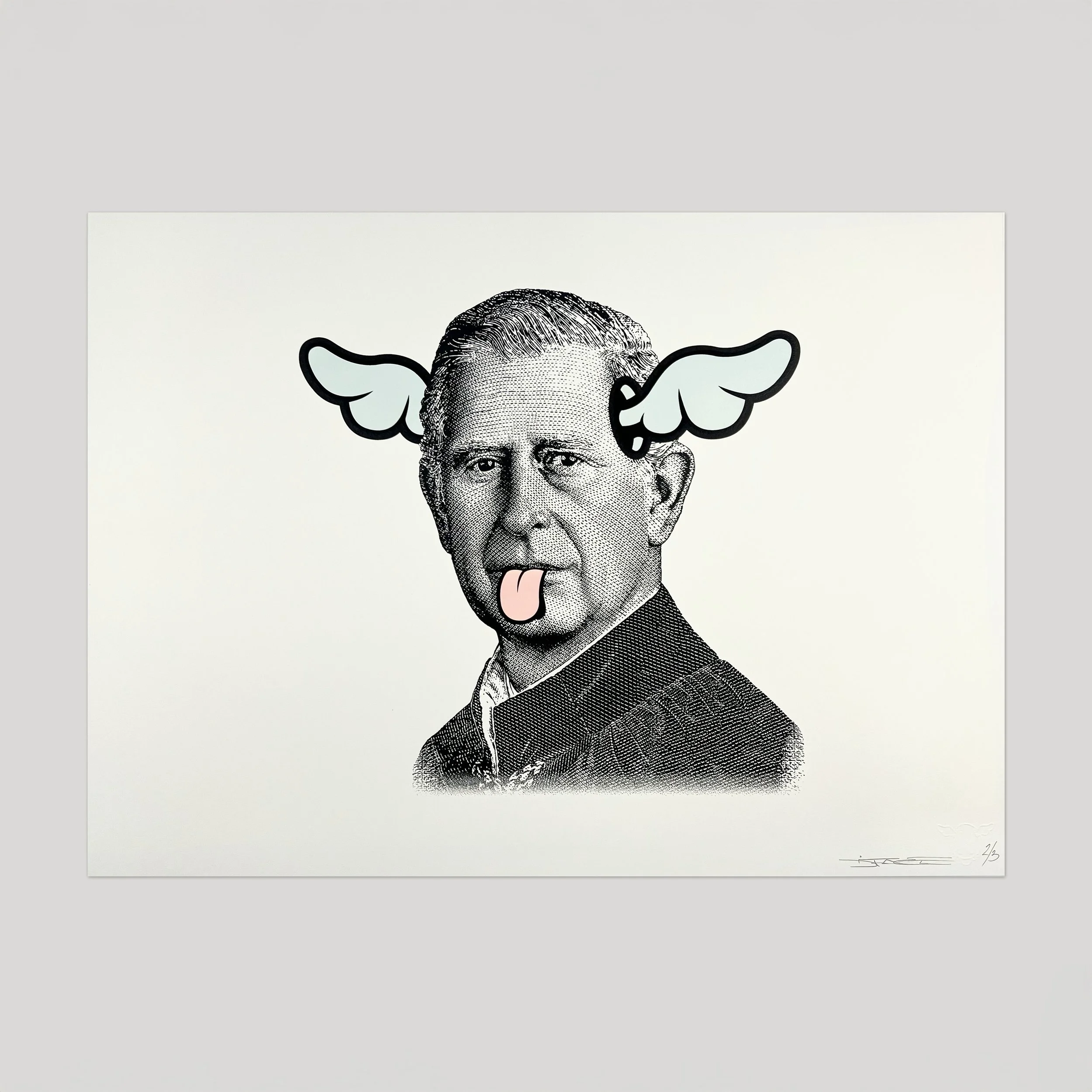DOG SAVE THE KING - HAND FINISHED SCREEN PRINT (ICE BLUE 6100) No.2/3