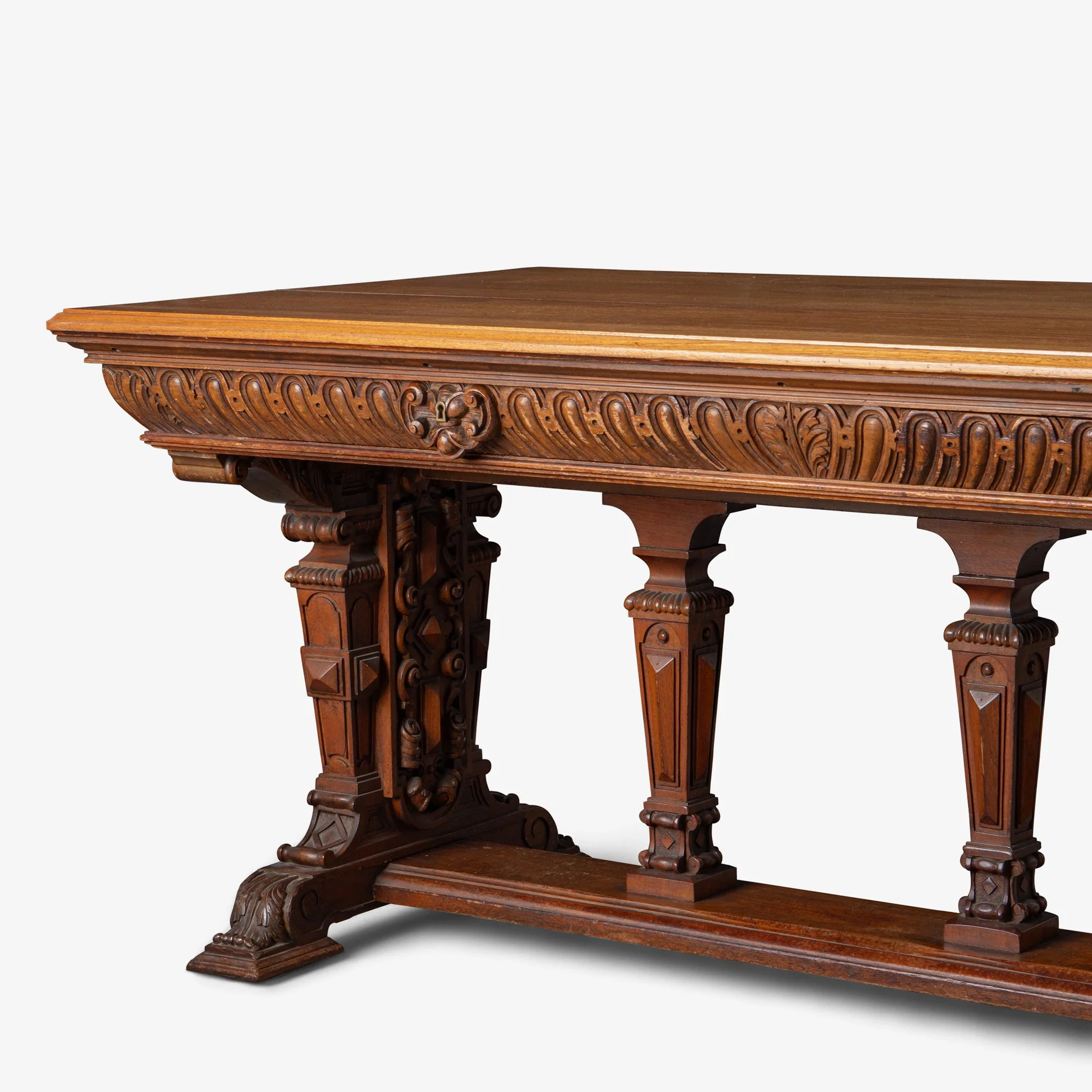 [OR311] Renaissance Revival Foyer Partners Table in Walnut - Square11.jpg