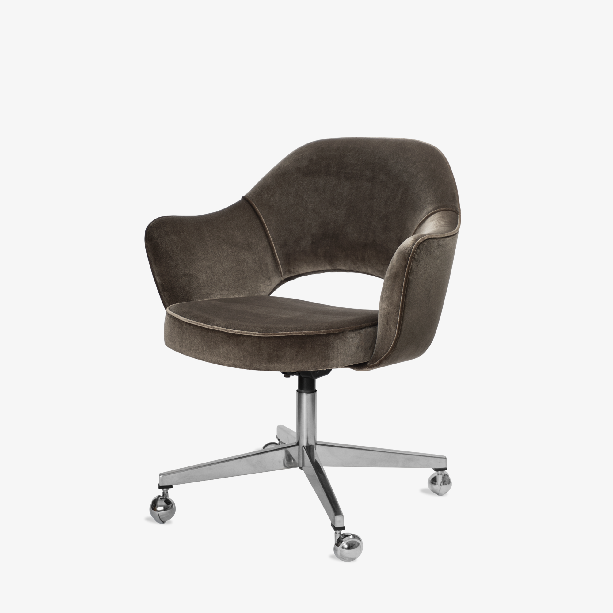 [OR158] Saarinen Executive Arm Chair in Bronze Velvet, Swivel Base - Square.png