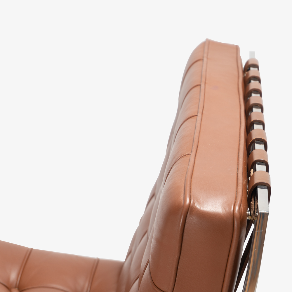 Steel Knoll | Mies Leather by Refinery Stainless Chairs Object Rohe der Cognac Frames Ottoman van in Barcelona & Brown