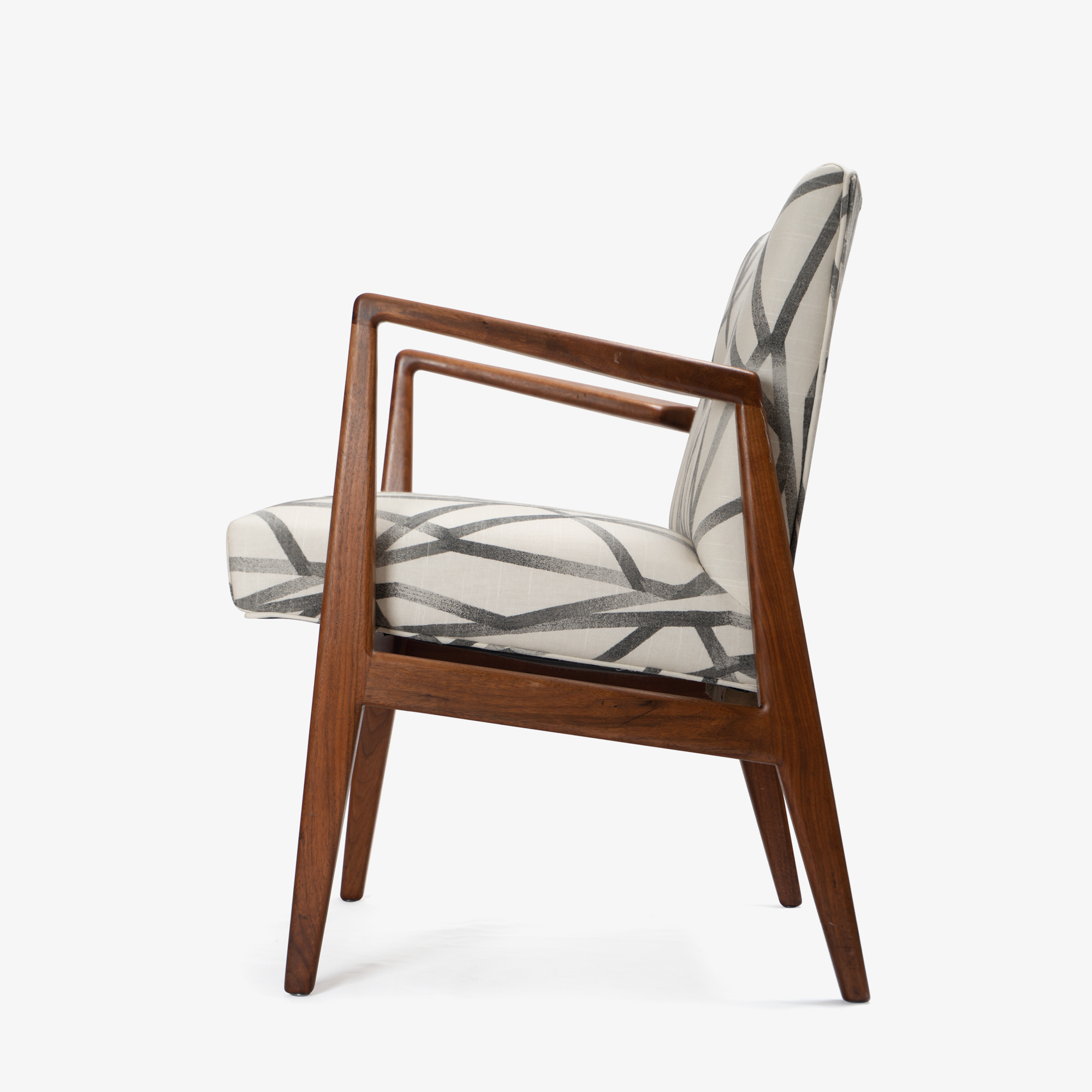 [OR190] Jens Risom Arm Chairs in Gray Geometric Print, Pair - Square6.png