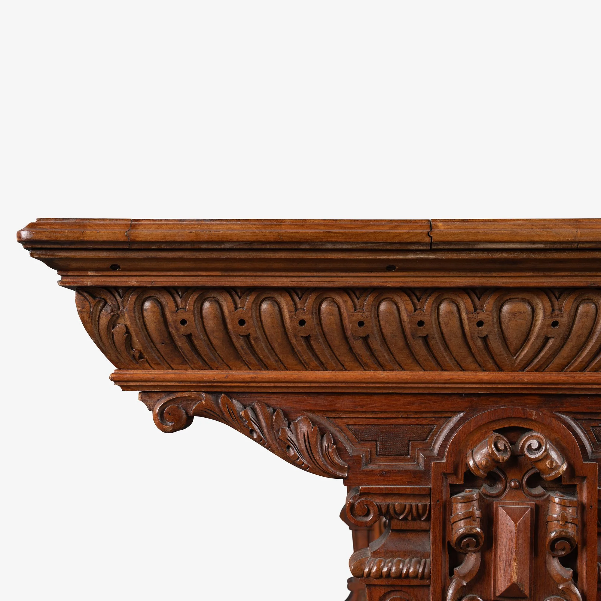 [OR311] Renaissance Revival Foyer Partners Table in Walnut - Square8.jpg