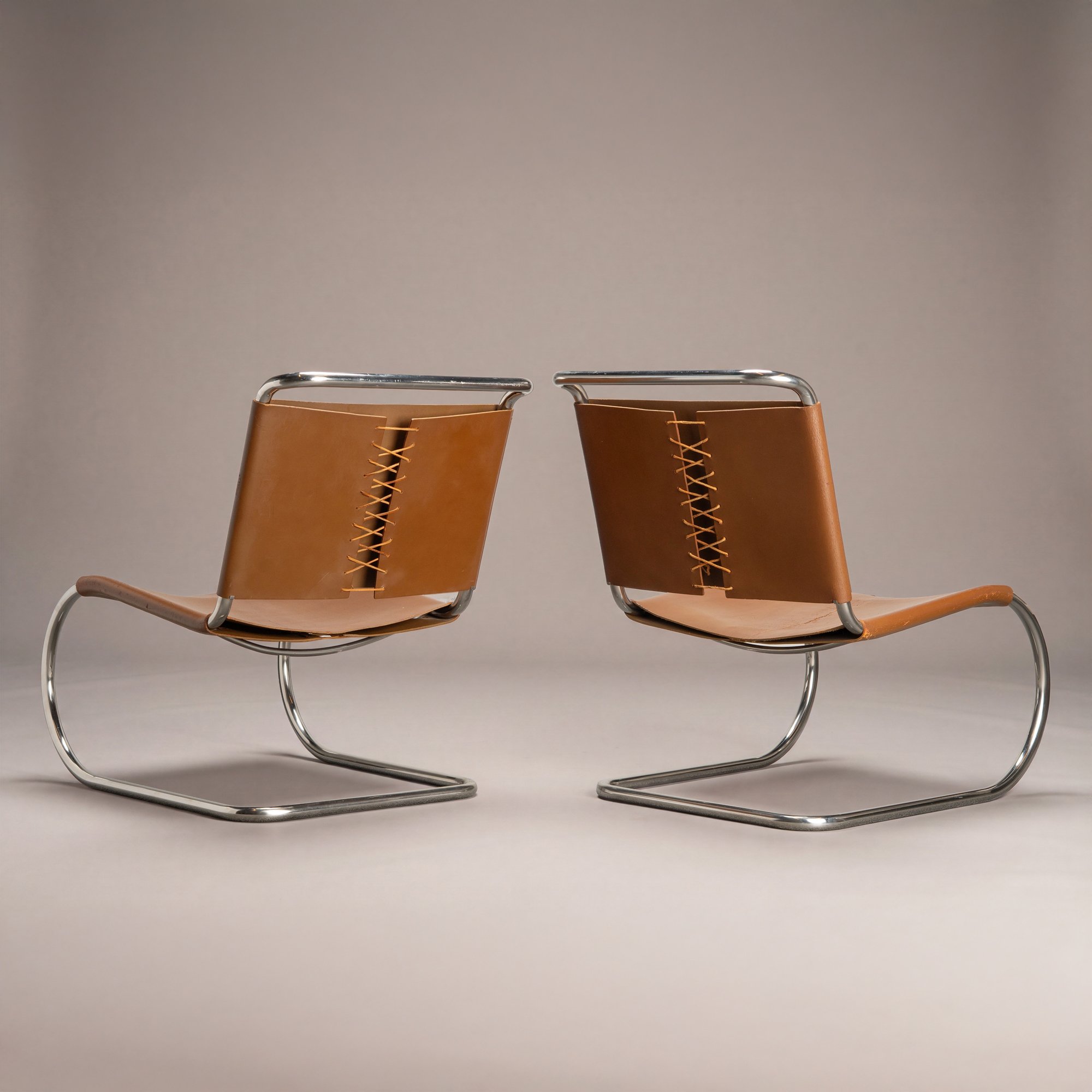 [OR385] MR30-5 Lounge Chairs in Caramel Leather by Mies van der Rohe for Knoll - Square3.jpg