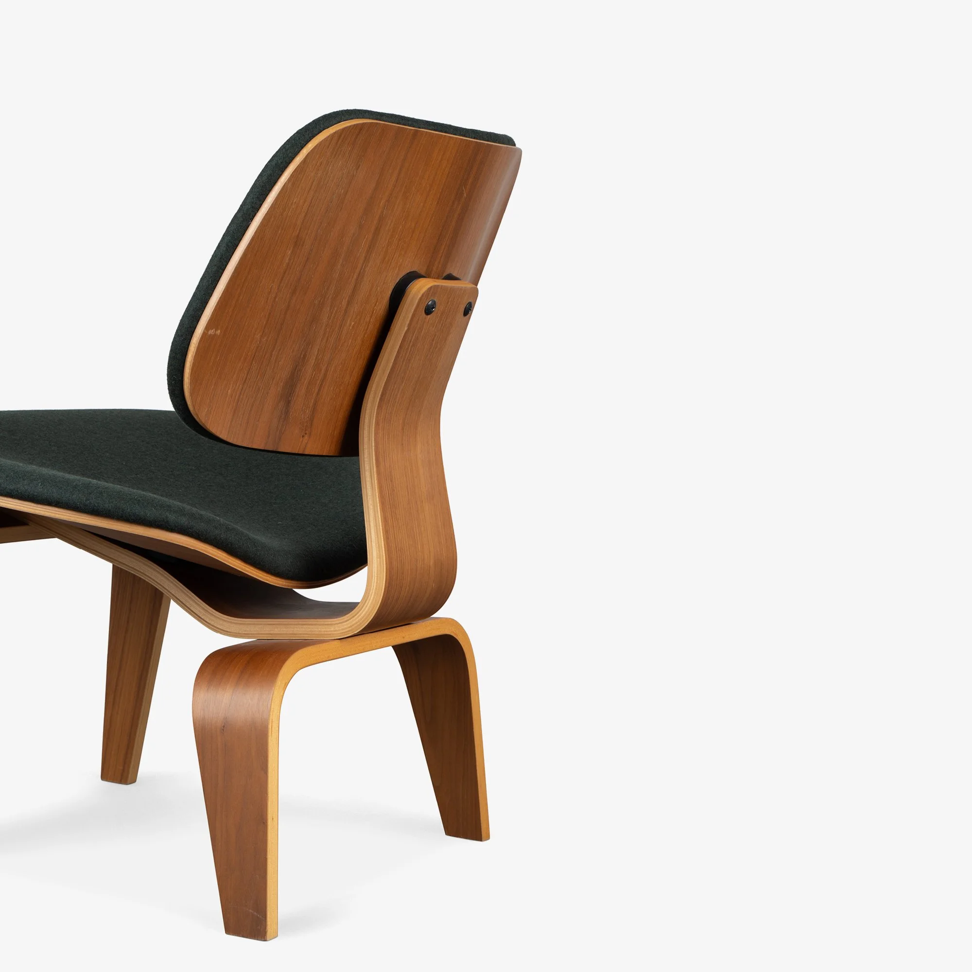 [OR297] Eames LCW Chairs in Walnut & English Hunter Green Wool, Pair11.jpg