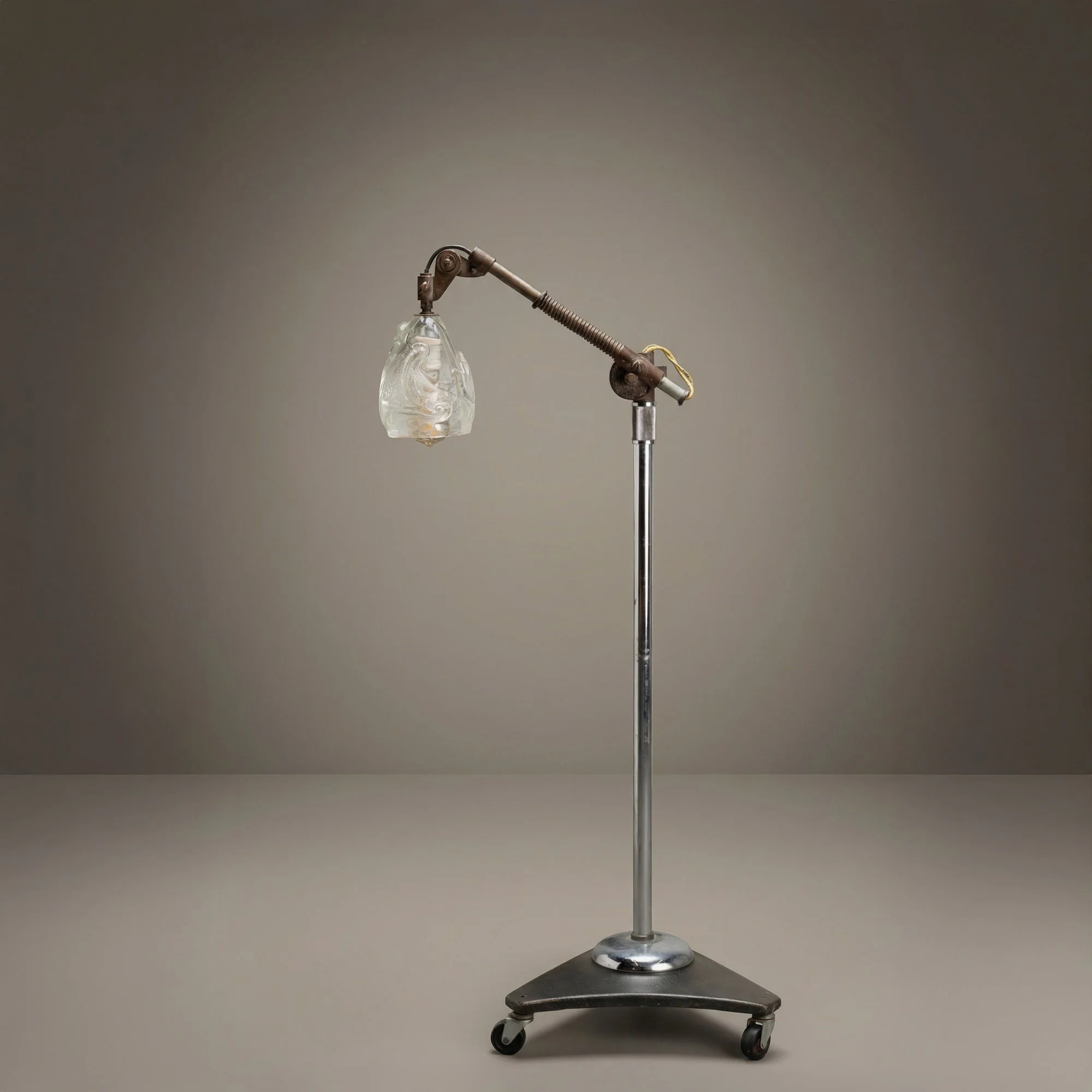 [OR363] Industrial Adjustable Floor Lamp with Blown Glass Shade by Jason Wein - Square3.jpg