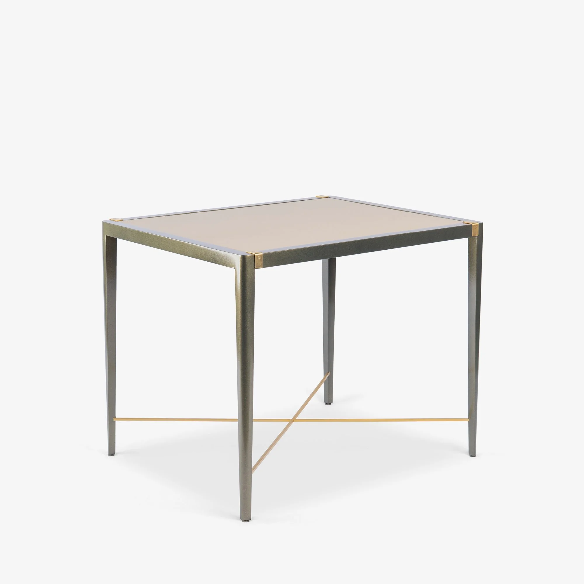 [OR349] Accent Game Table in Metallic Green & Leather by Theodore Alexander - Square.jpg