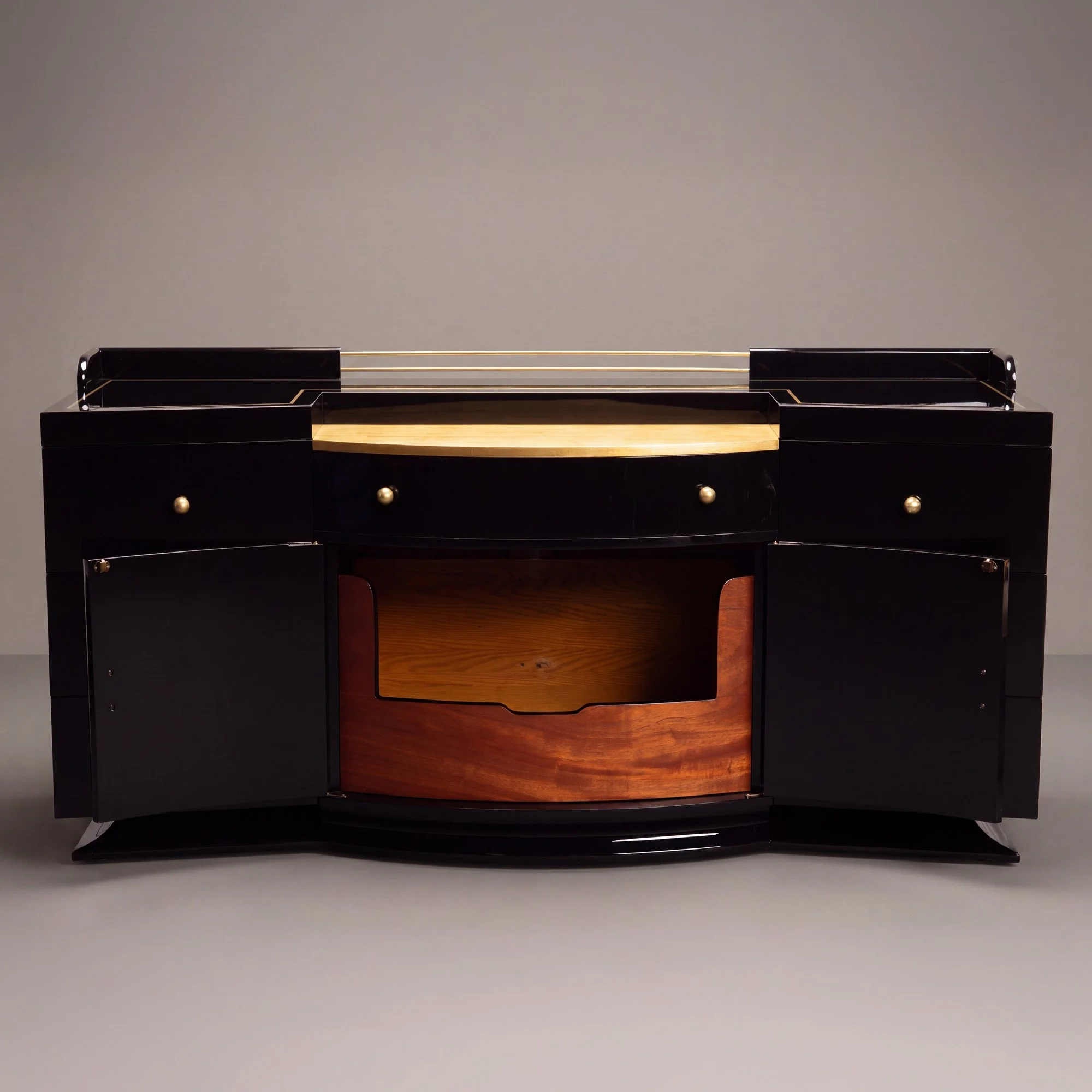 [OR389] Art-Deco High Gloss Black & Gold Leaf Bar3.jpg