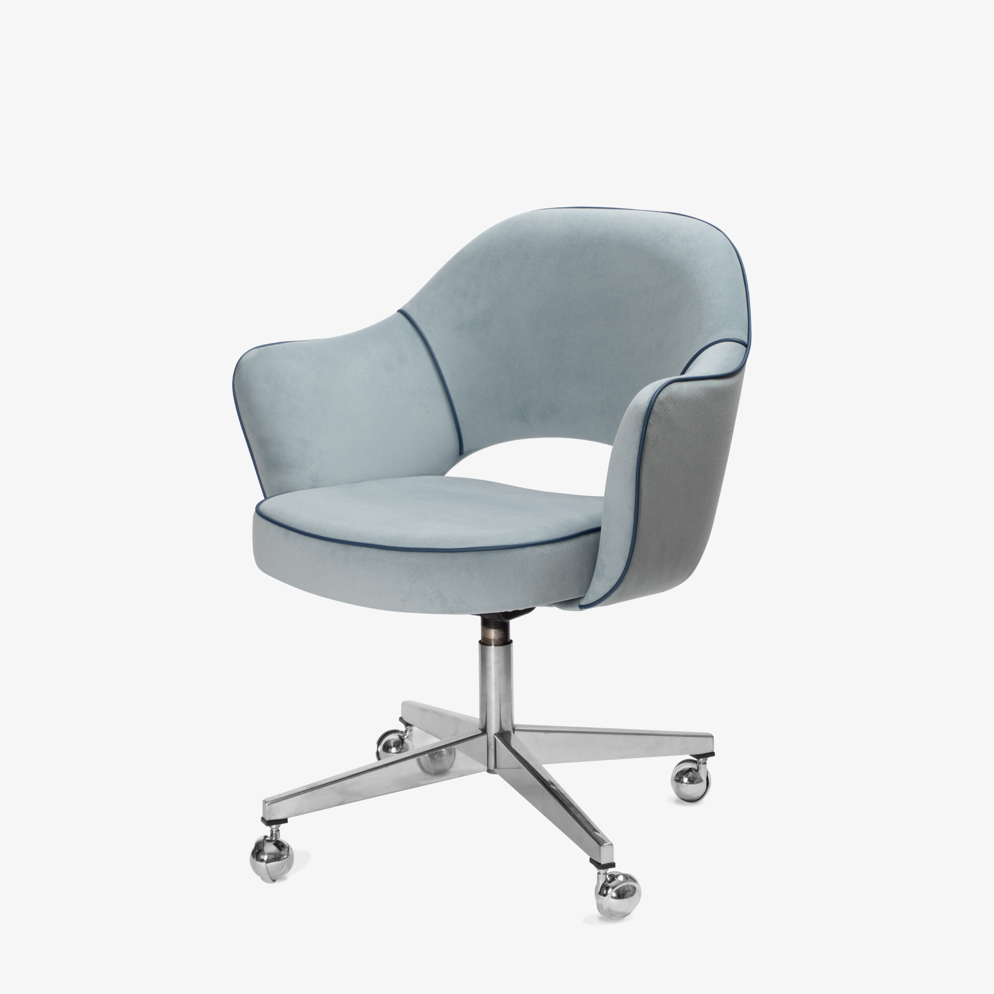 [OR158B] Saarinen Executive Arm Chair in Moleskin & Faux Leather, Swivel Base for Elissa Grayer - Square.png