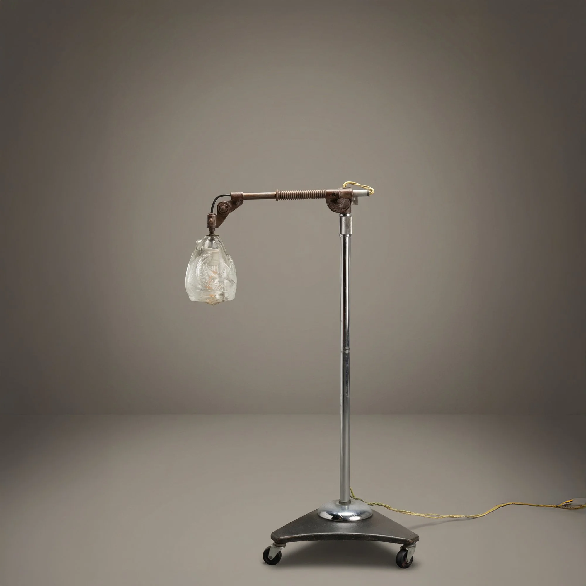[OR363] Industrial Adjustable Floor Lamp with Blown Glass Shade by Jason Wein - Square4.jpg