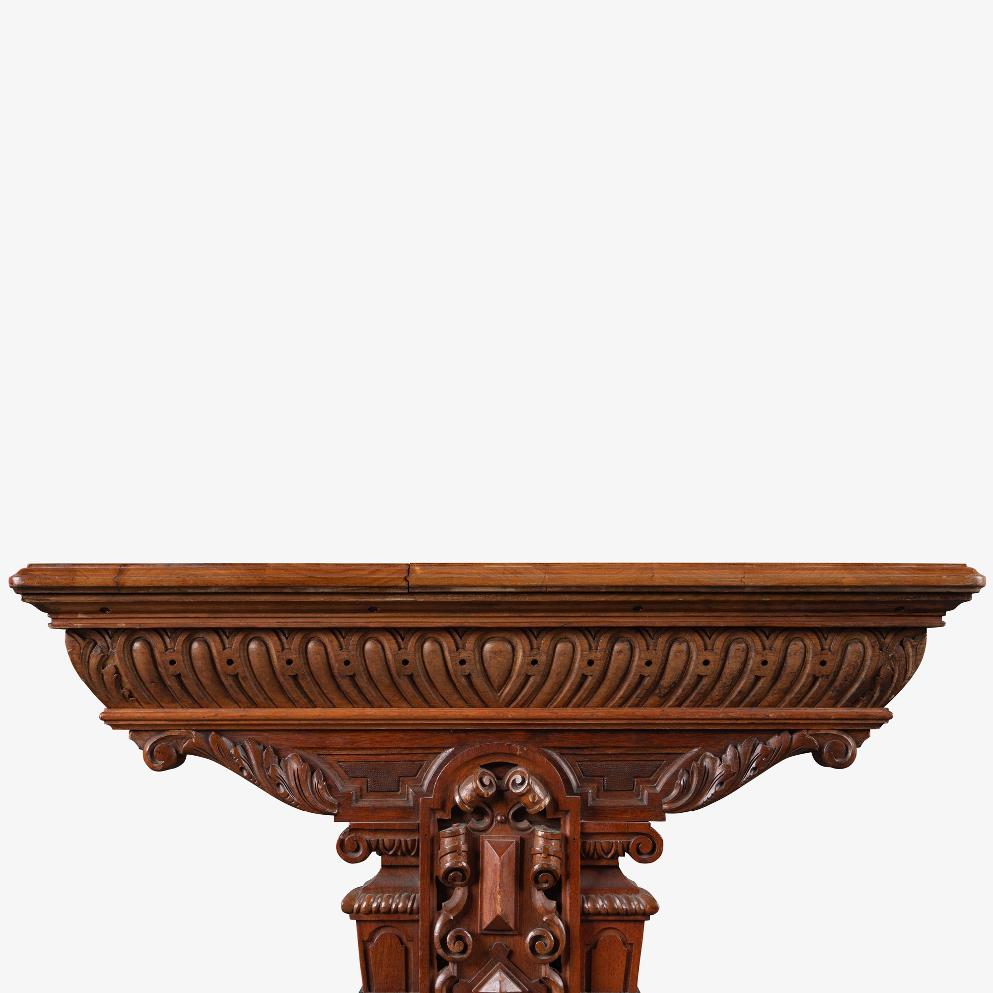 [OR311] Renaissance Revival Foyer Partners Table in Walnut - Square7.jpg