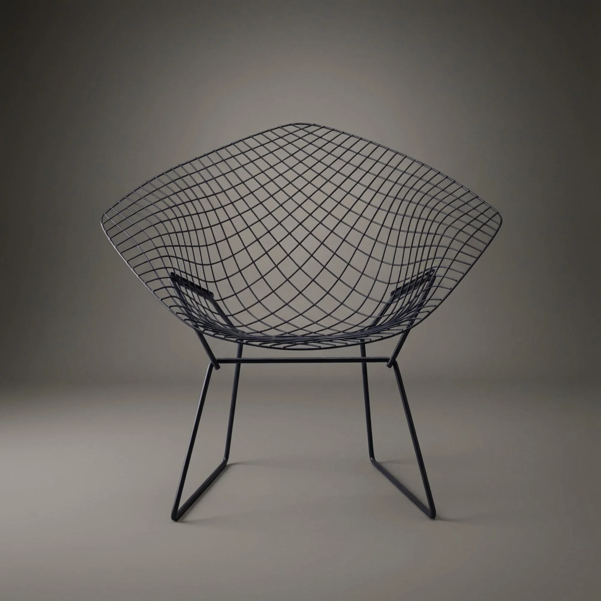 [OR345] Early Bertoia Diamond Chair in Matte Black by Knoll - Studio.jpg