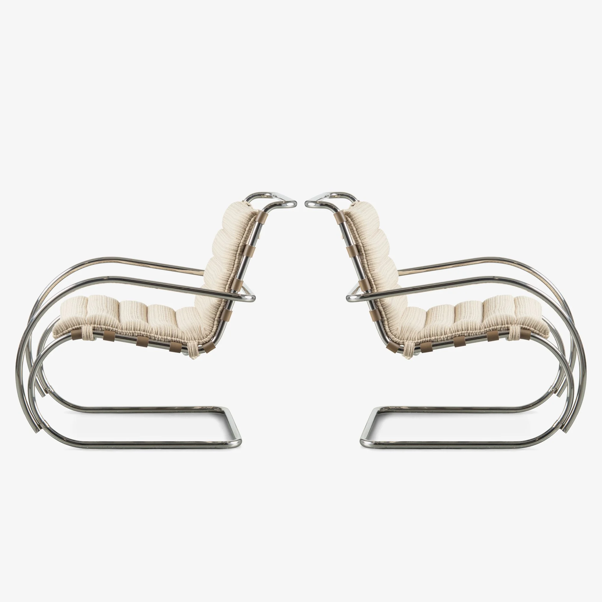 [OR314] MR Lounge Chairs in Ivory Woven Wool by Ludwig Mies van der Rohe, Pair - Square2.jpg