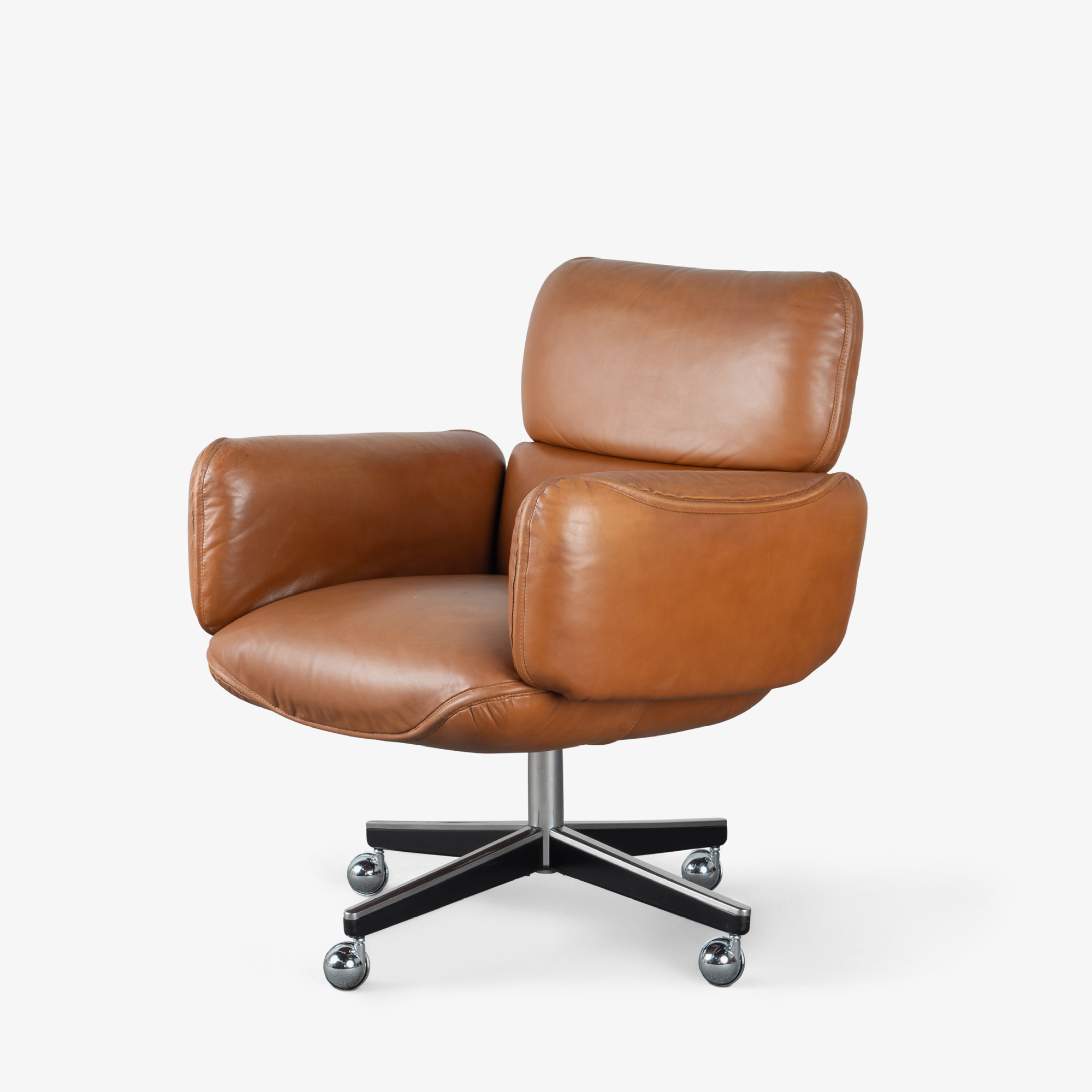 [OR280] Otto Zapf Executive Chairs in Saddle Brown Leather by Knoll - Square.png
