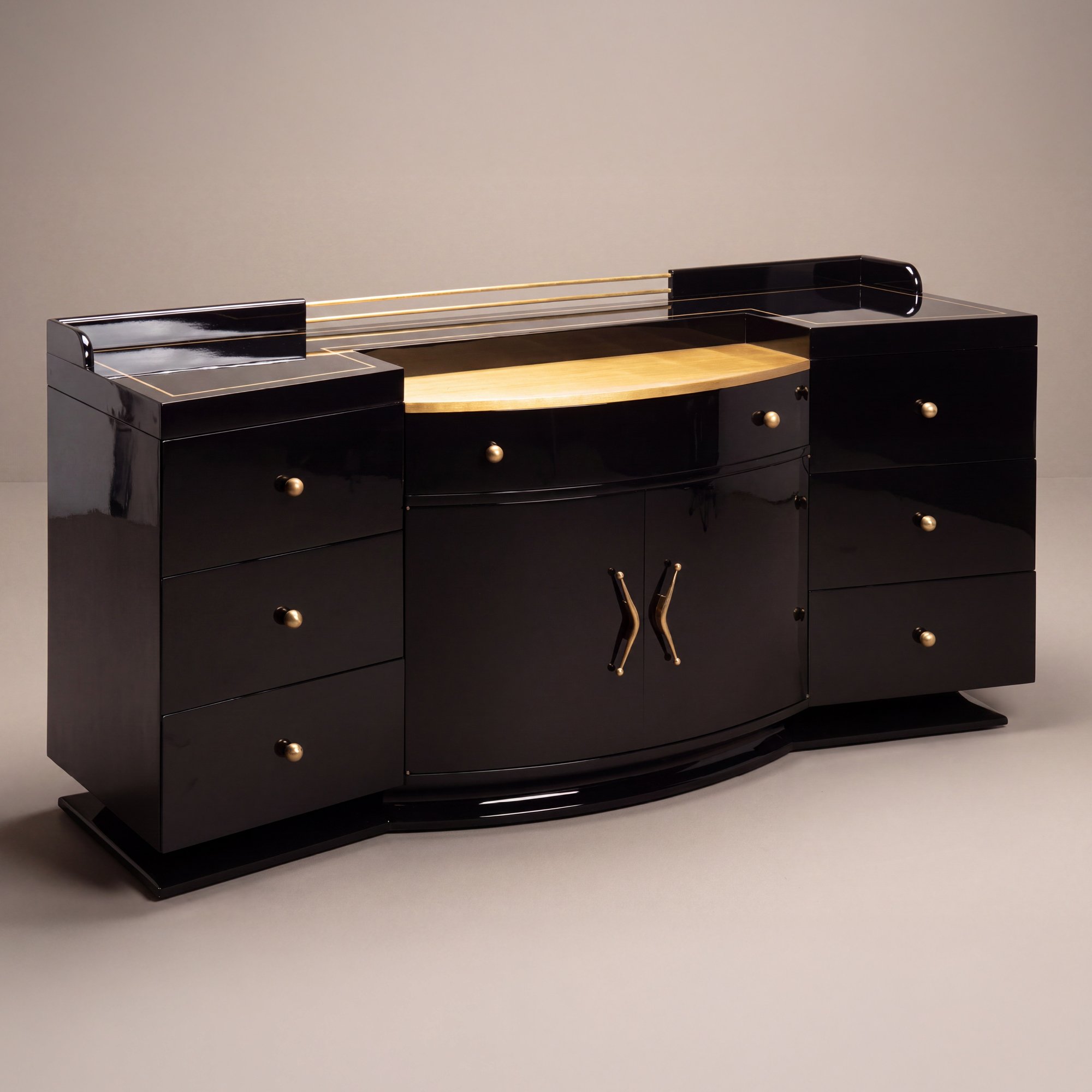 [OR389] Art-Deco High Gloss Black & Gold Leaf Bar4.jpg