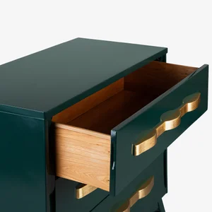 Mid-Century High-Gloss Hunter Green Gilt 3-Drawer Dresser | Object Refinery