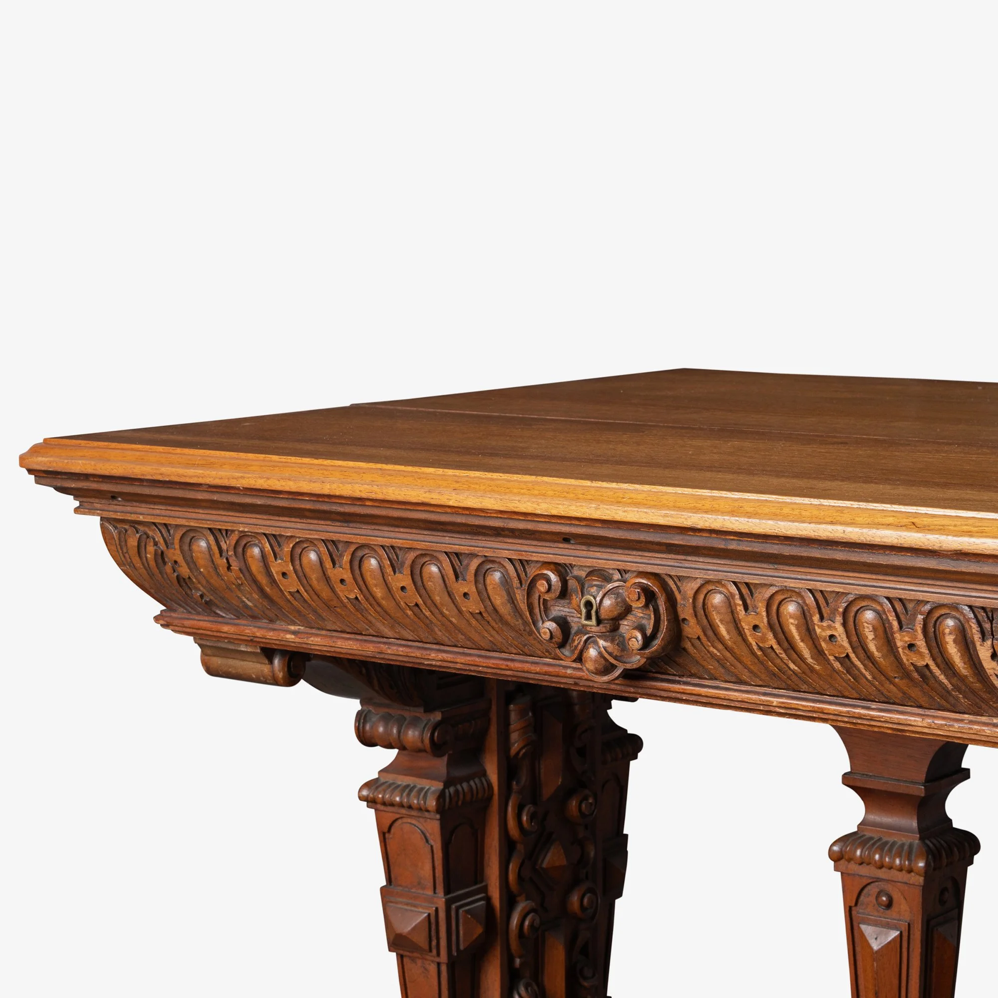 [OR311] Renaissance Revival Foyer Partners Table in Walnut - Square12.jpg