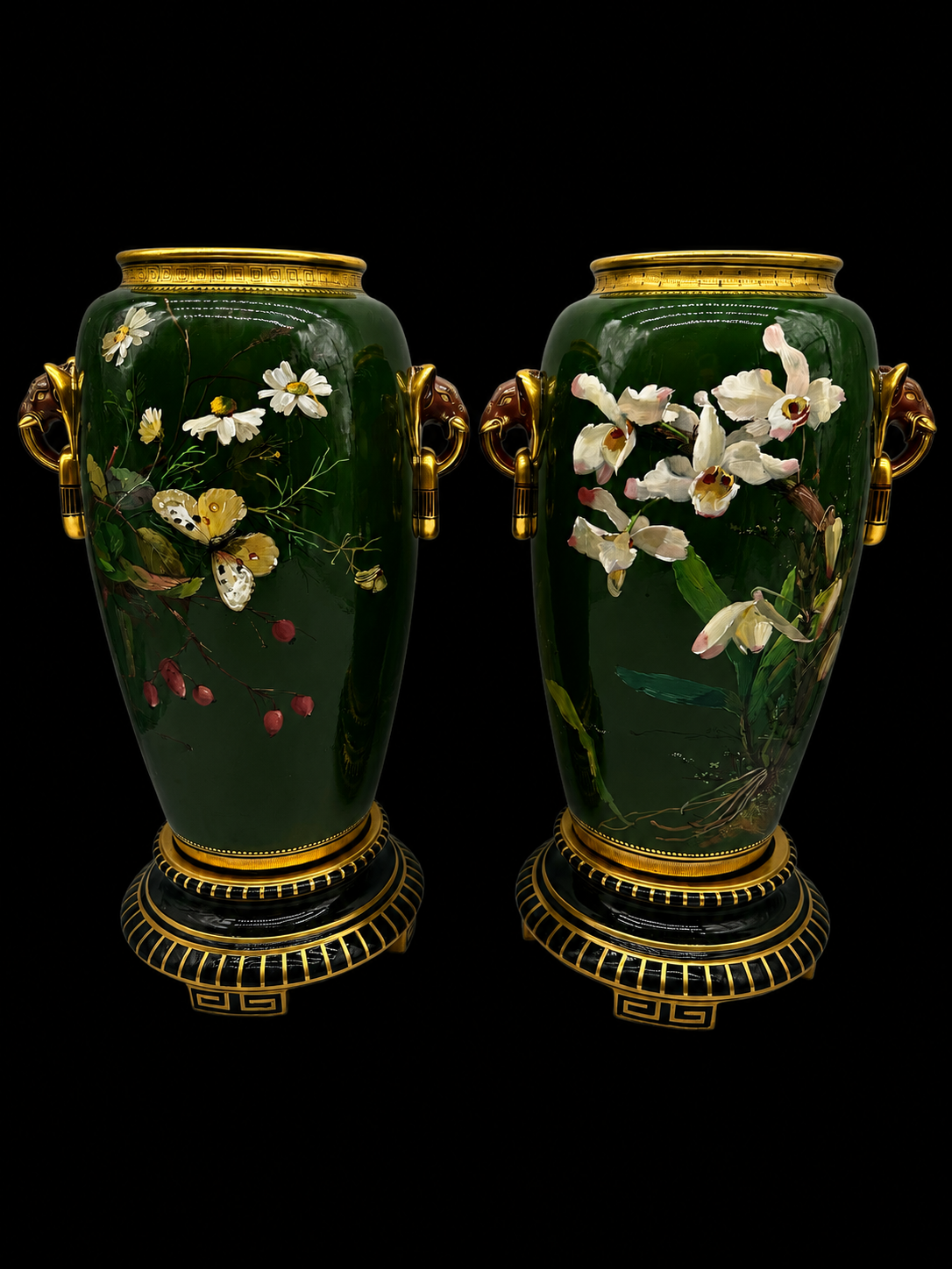 A monumental pair of Mintons glazed earthenware vases