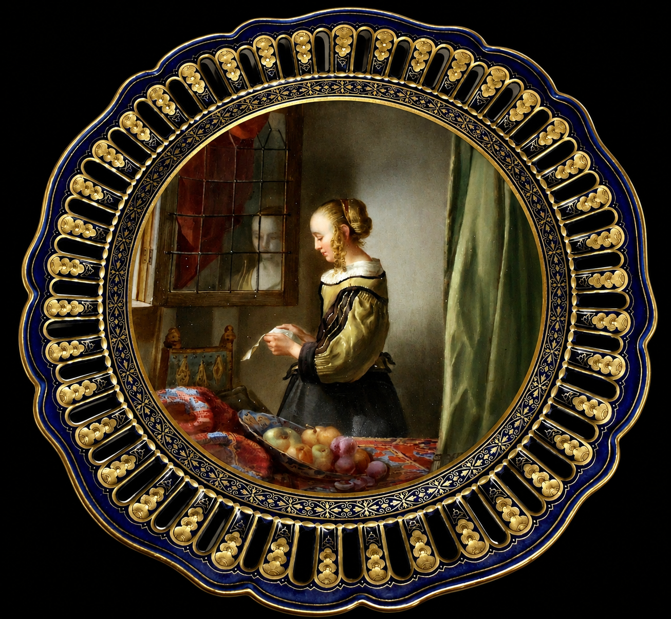 MEISSEN PORCELAIN OLD MASTER PLATE, AFTER JOHANNES VERMEER