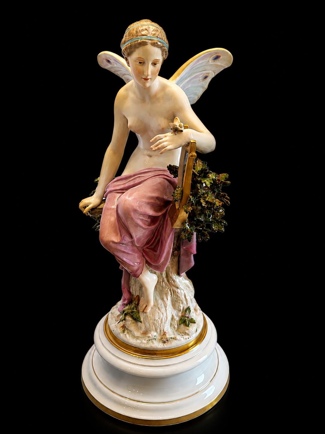 Large Antique meissen porcelain psyche