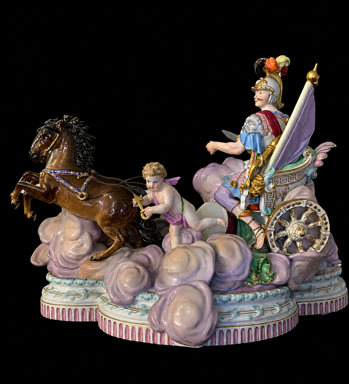 Antique Meissen porcelain group of Mercury Chariot