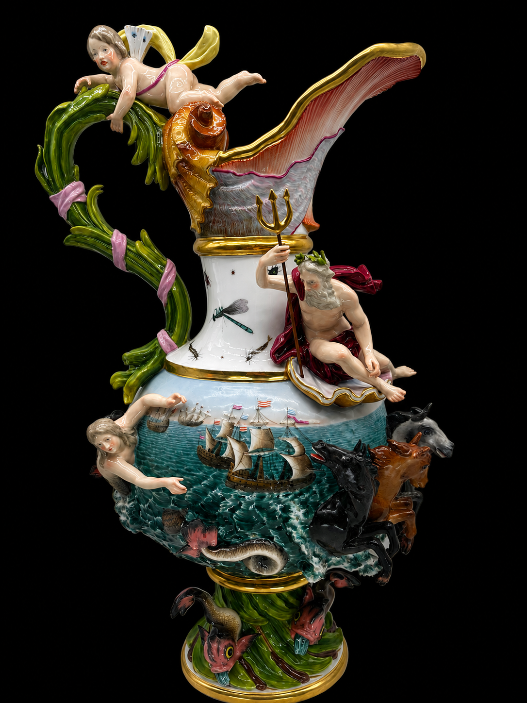 A MEISSEN PORCELAIN 'ELEMENTS' EWER EMBLEMATIC OF WATER