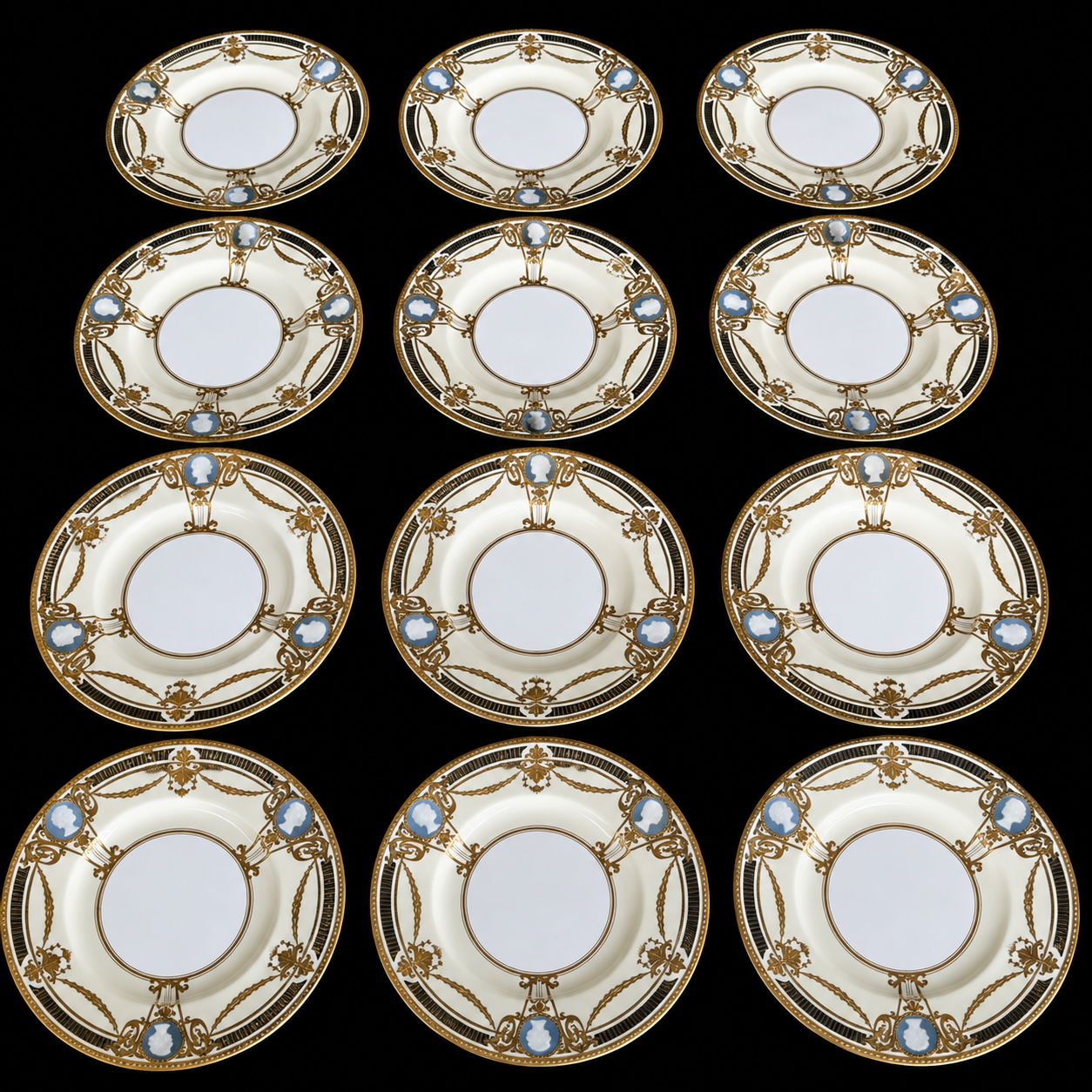 MINTONS PATE-SUR-PATE PLATES, DECORATED BY ALBION BIRKS