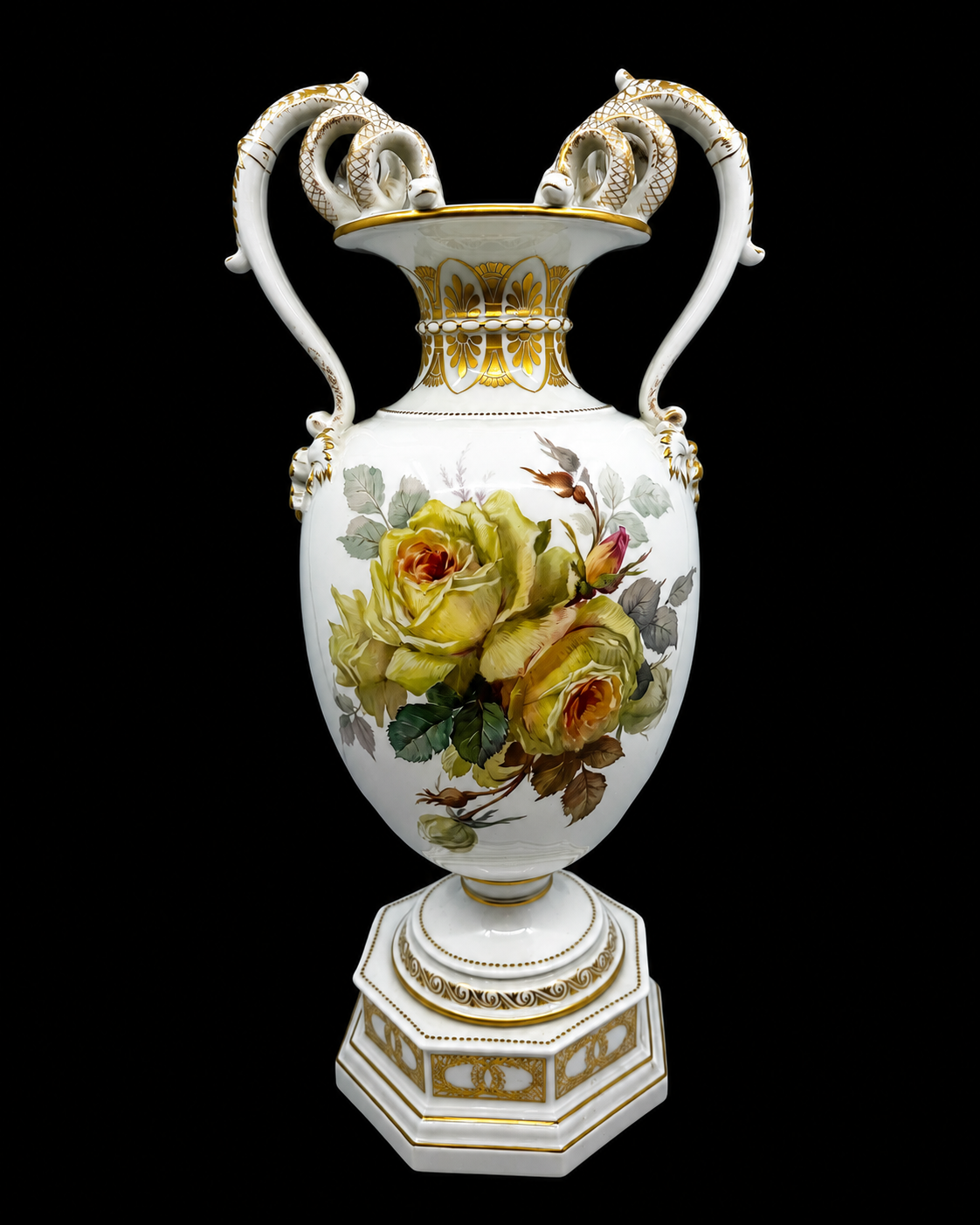 Antique KPM weichmalerie vase roses