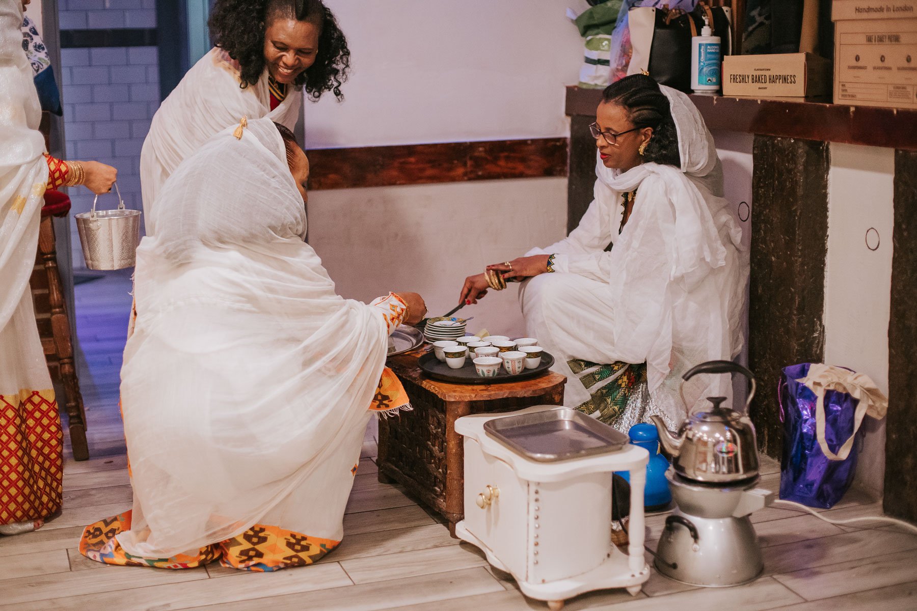 Traditional Eritrean coffee-making ceremony.