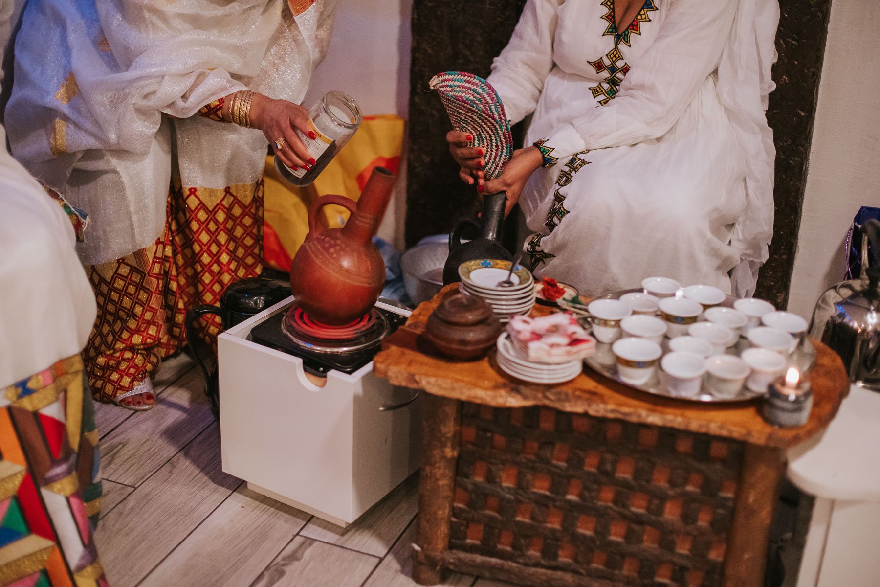 Traditional Eritrean coffee-making ceremony.