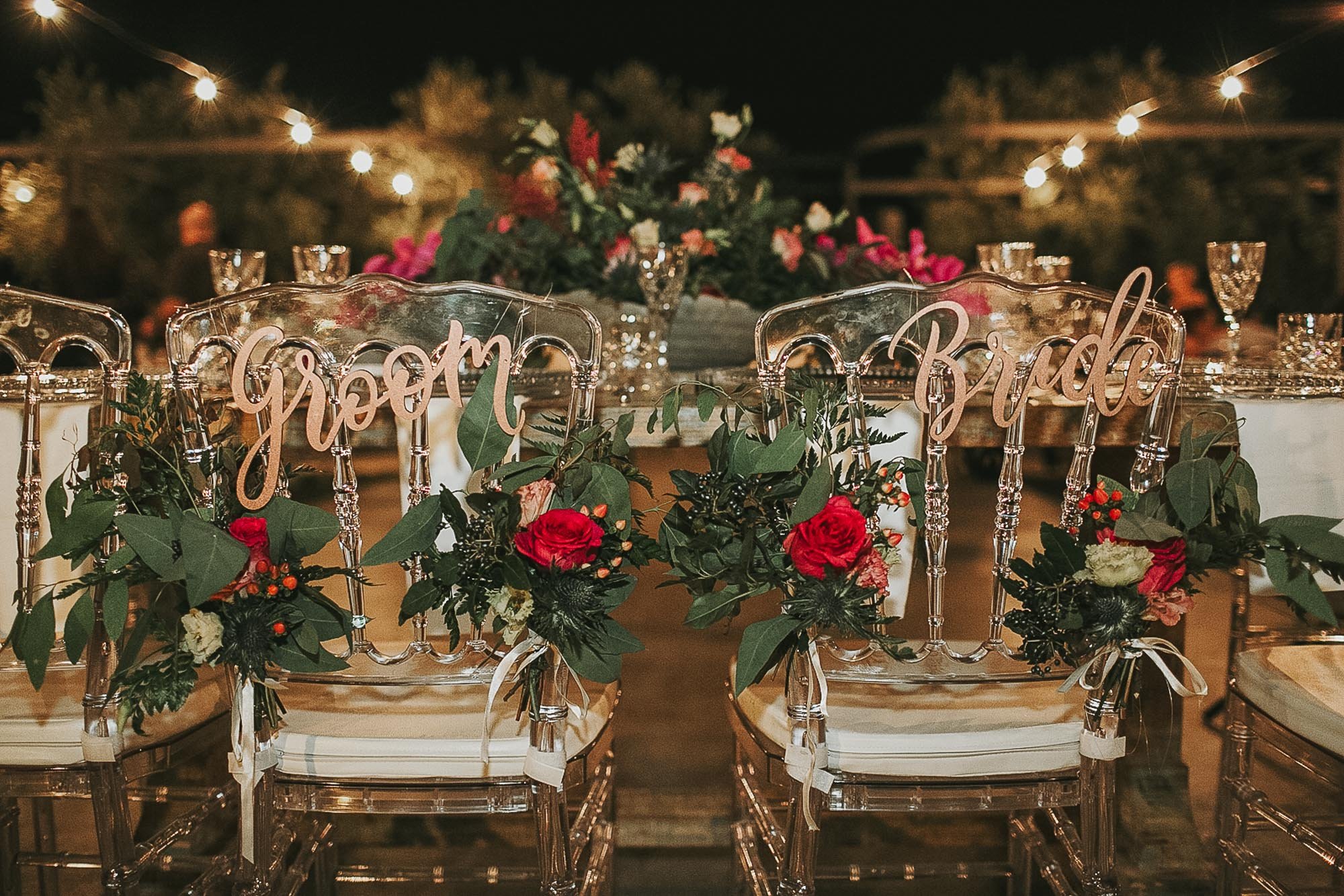 Bride and Groom decorated chairs
