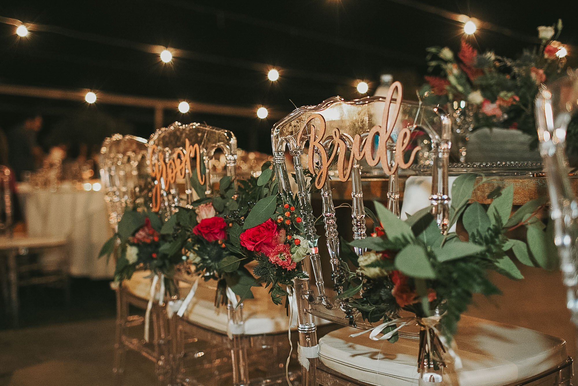 Bride and Groom decorated chairs