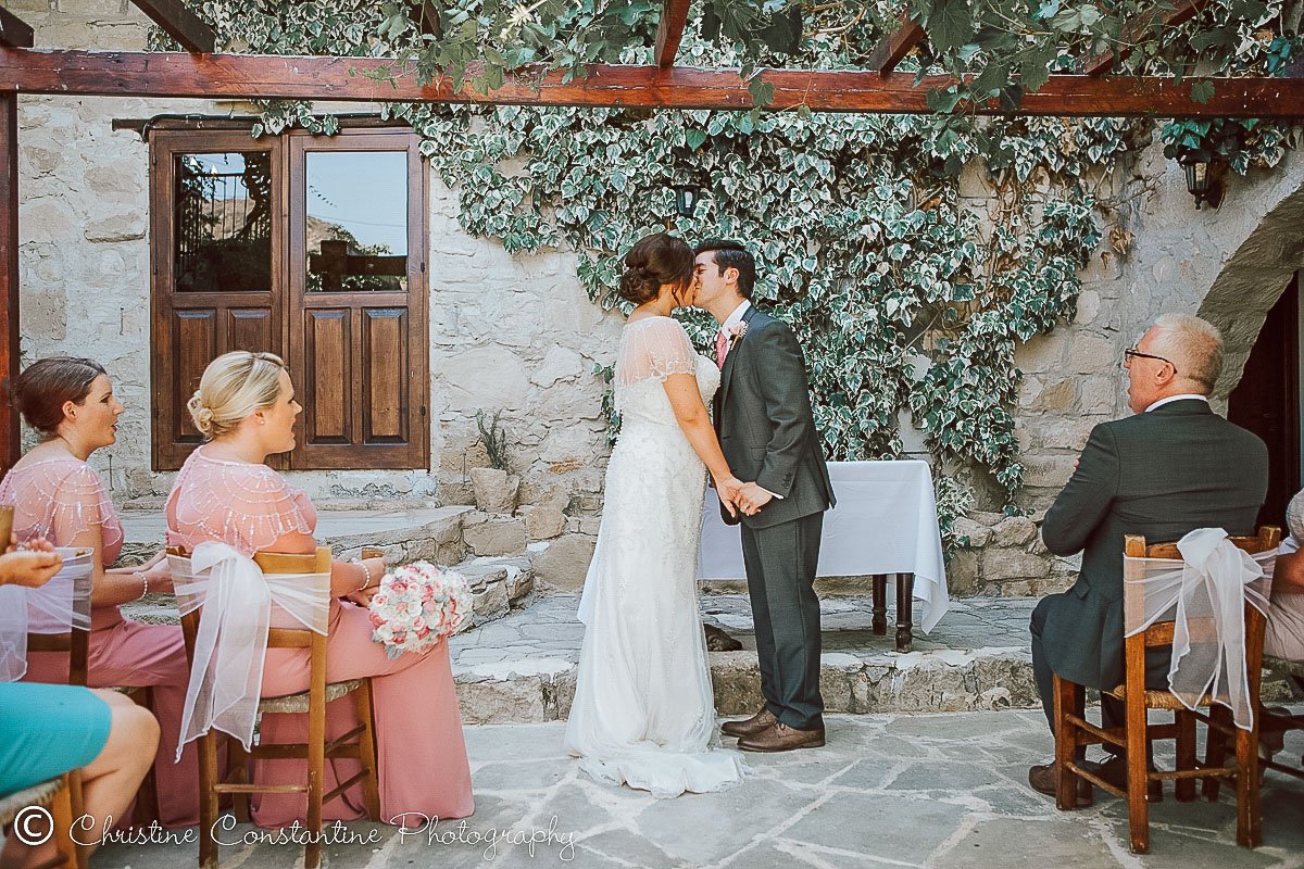 married couple at vasilias nikoklis inn wedding