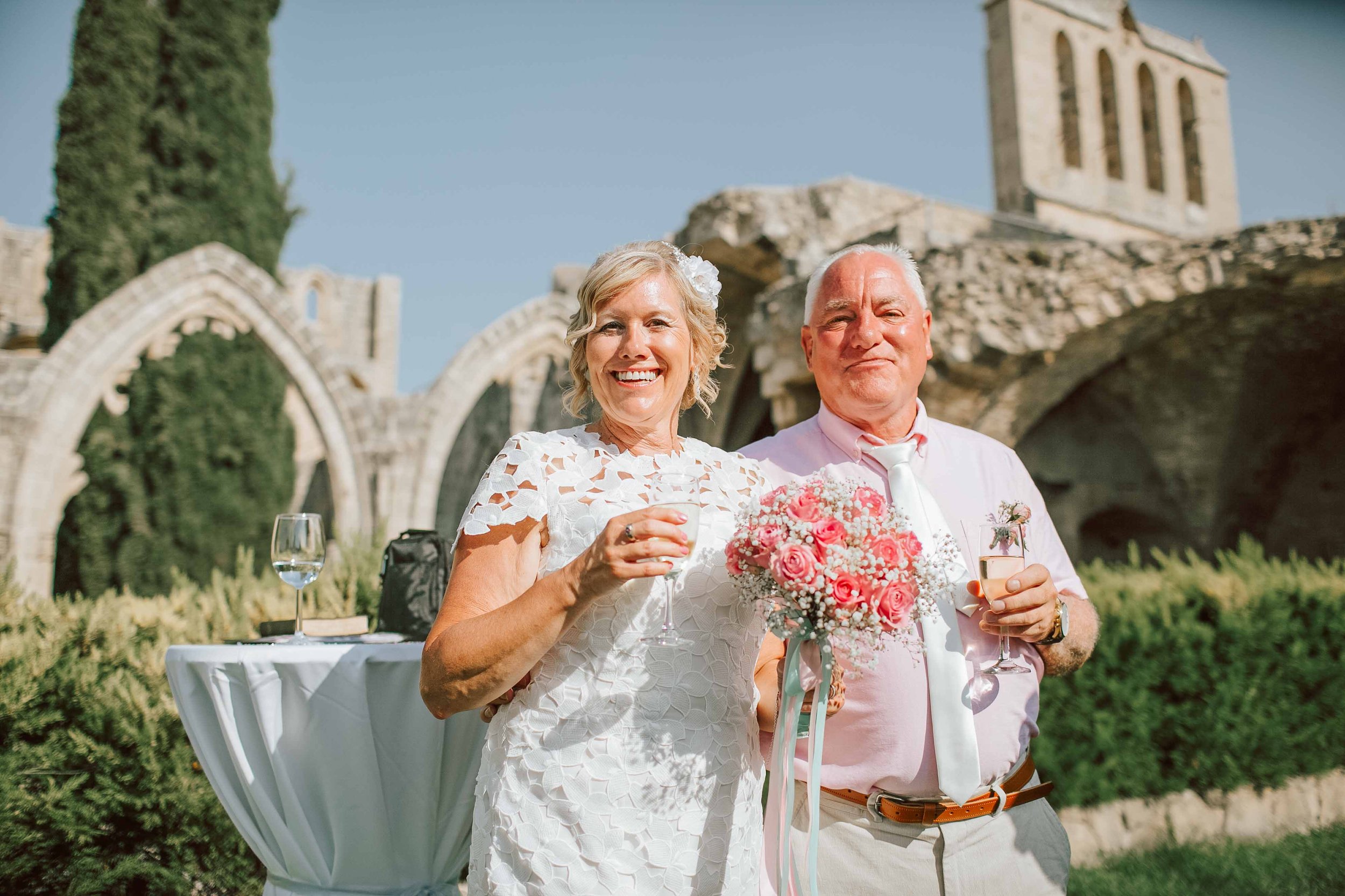 Just married at Bellapais Abbey, Cyprus