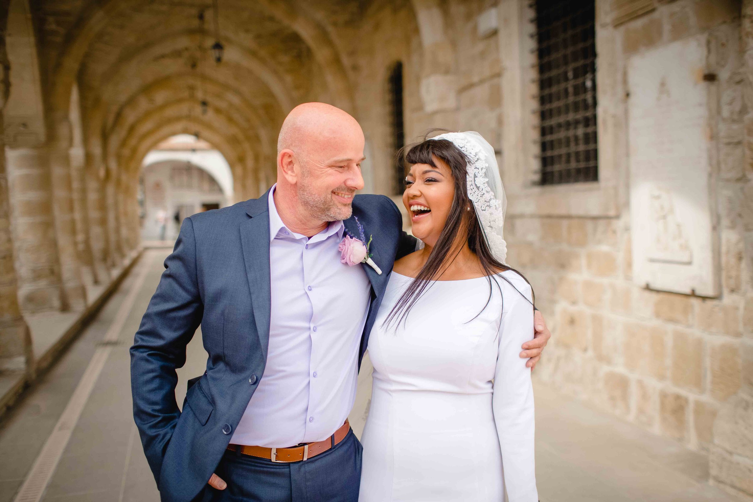 Newlyweds Tammi and Demi posing for me outside St Lazarus Church in Larnaca.