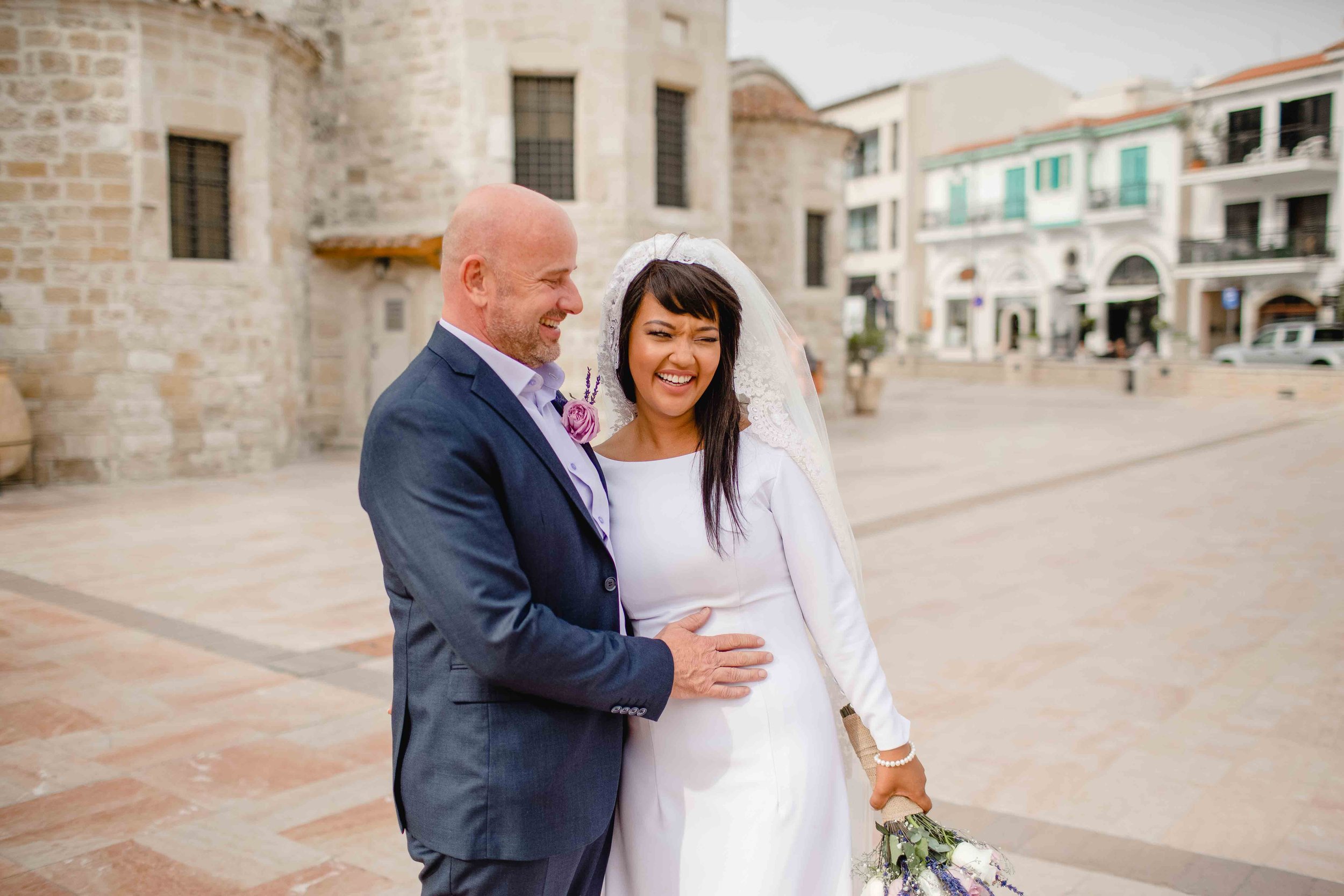 Newlyweds Tammi and Demi posing for me outside St Lazarus Church in Larnaca.