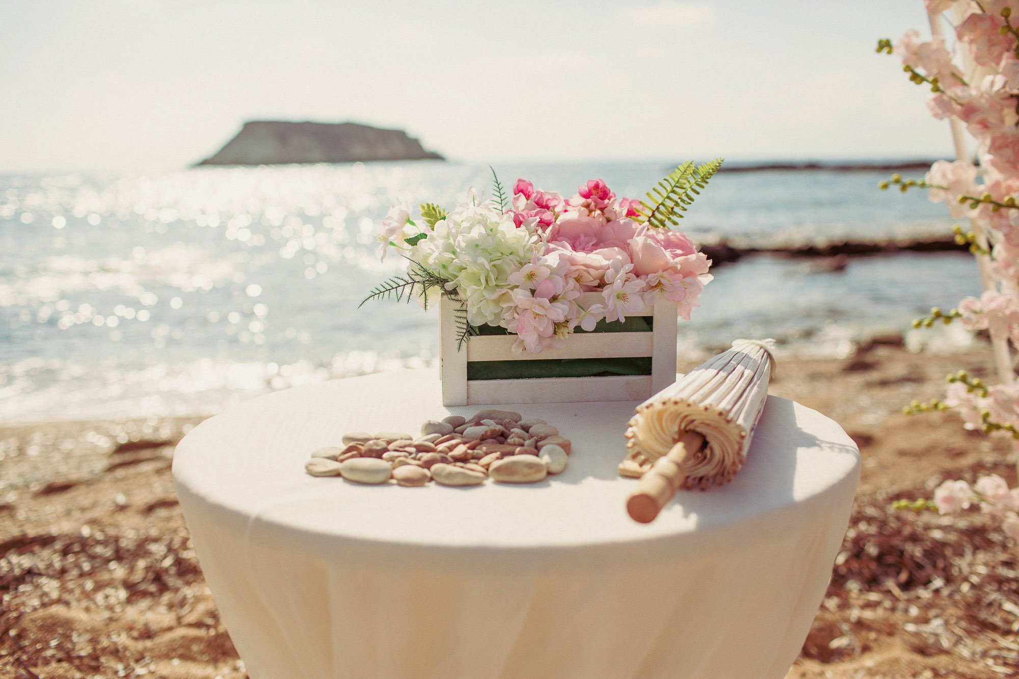 wedding details on St georges Beach peyia Paphos